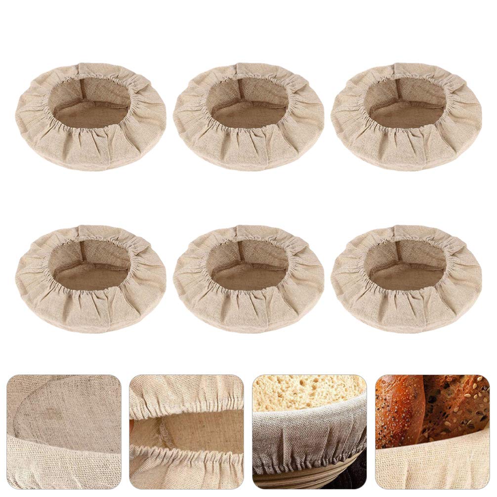 Hemoton 6-Piece Bread Proofing Basket Liner Set - Cotton Linen Dough Rising Basket Covers for Sourdough Baking, Kitchen Utensils & Bread Making Accessories - Perfect for Home Bakers and Artisan Bread Lovers