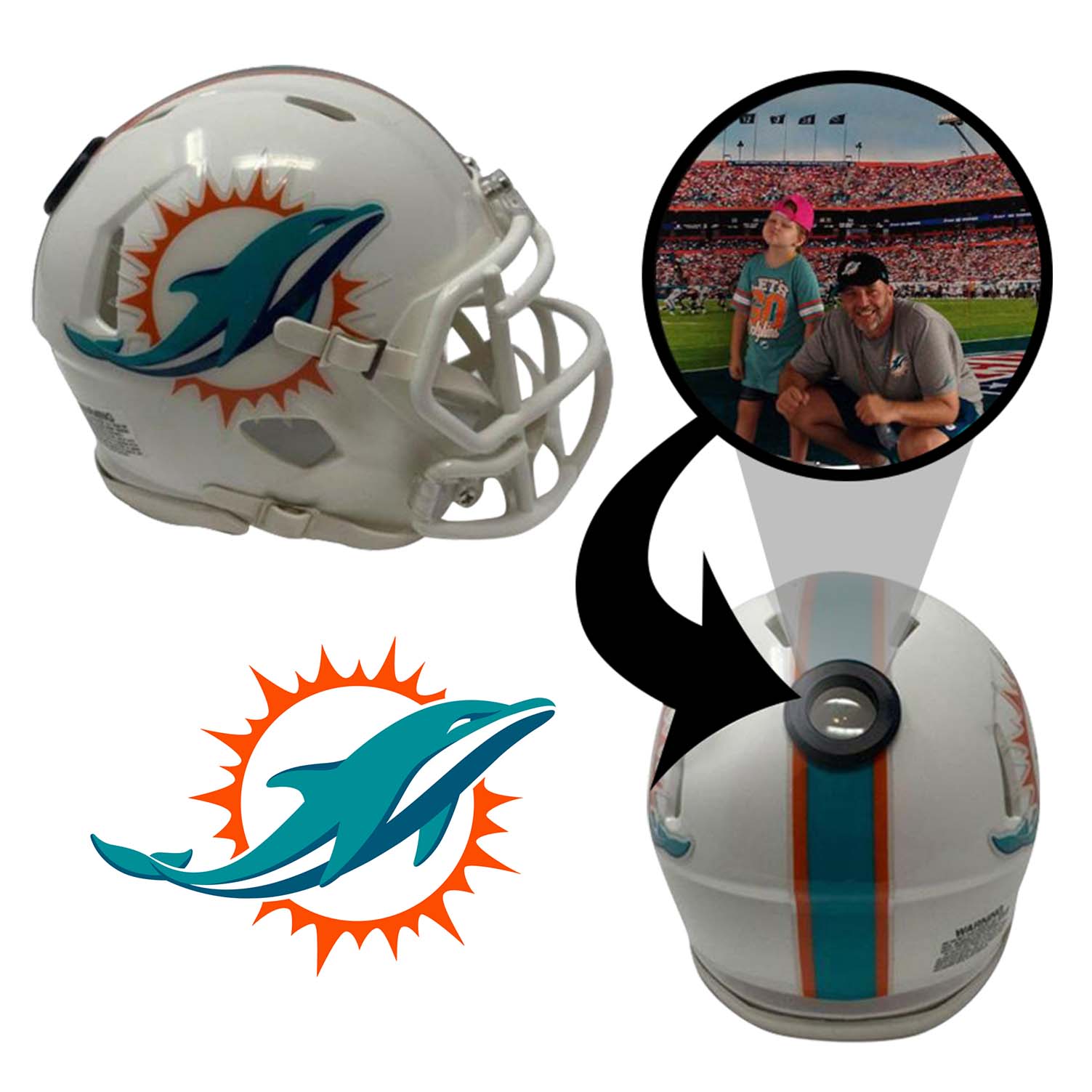 Miami Dolphins NFL Mini Helmet with Display Case - Collectible Football Memorabilia for Fans, Home & Office Decor, Sports Gift for Men