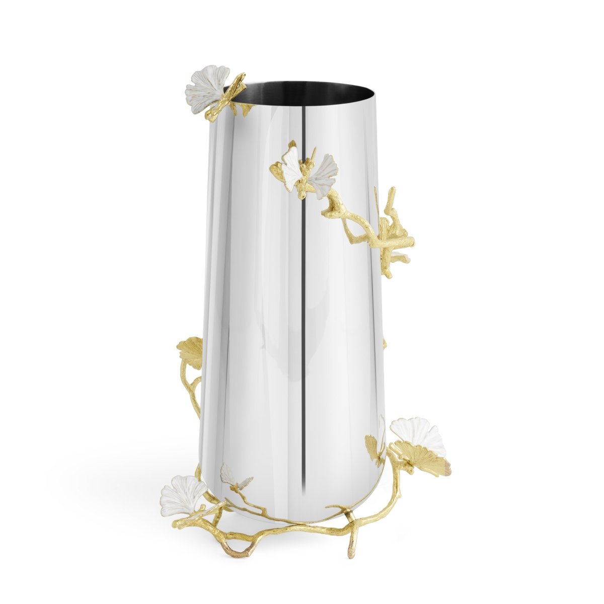 Elegant Butterfly Ginkgo Gold Vase - Handcrafted Home Decor for Living Room, Wedding Centerpiece & Luxury Gift Idea