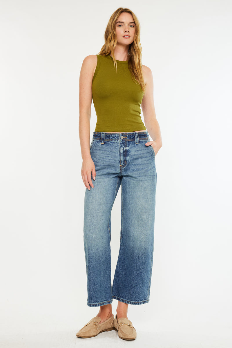 Bells Mid Rise Loose Barrel Jeans for Women - Comfortable Stretch Denim Pants with Relaxed Fit - Perfect for Casual Wear, Work & Everyday Outfits
