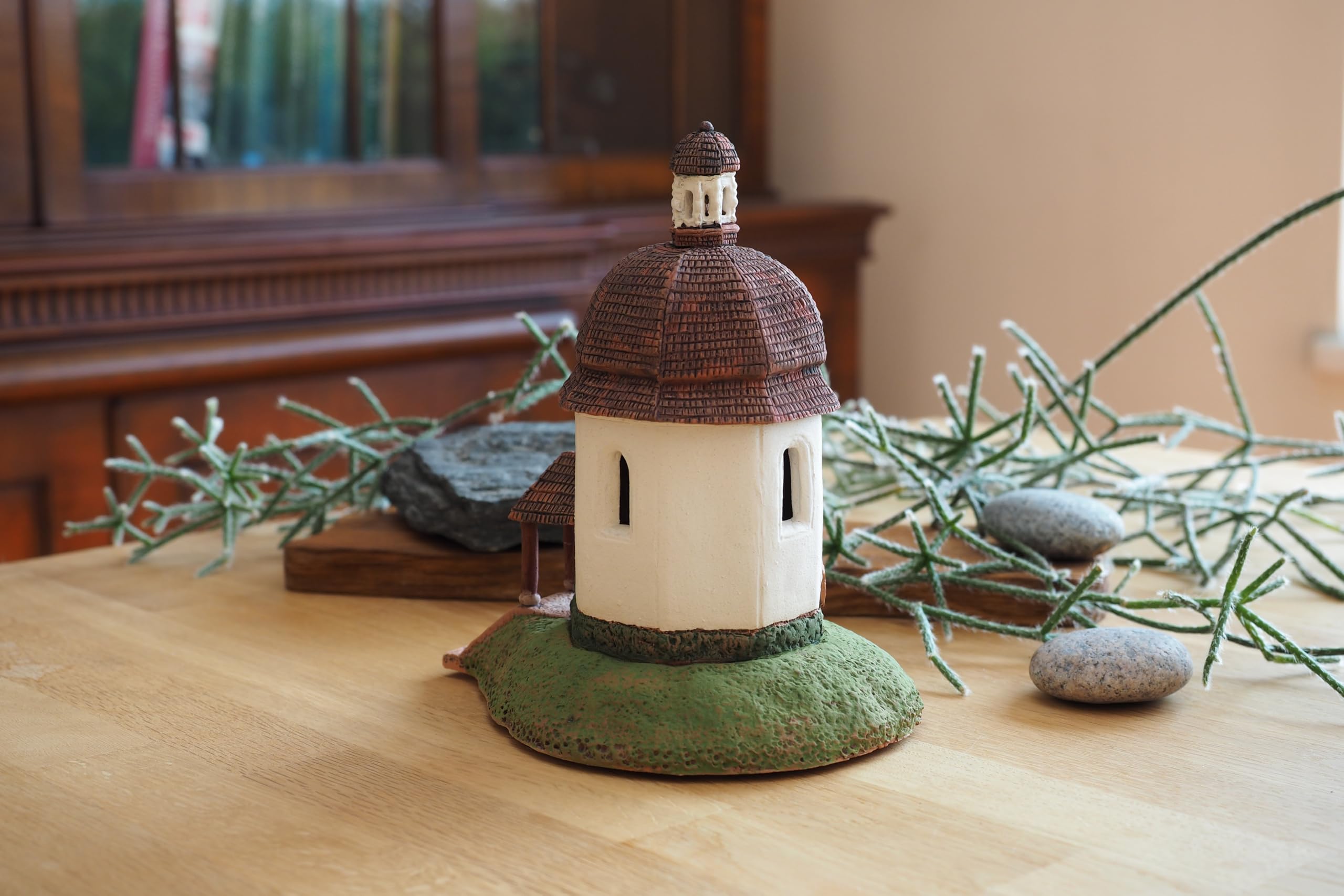 Handcrafted Ceramic Tealight Candle Holder - Miniature Light House Silent Night Chapel Decor from Oberndorf bei Salzburg, Austria | Perfect for Christmas Decorations, Home Decor, and Gift Giving (B264N)