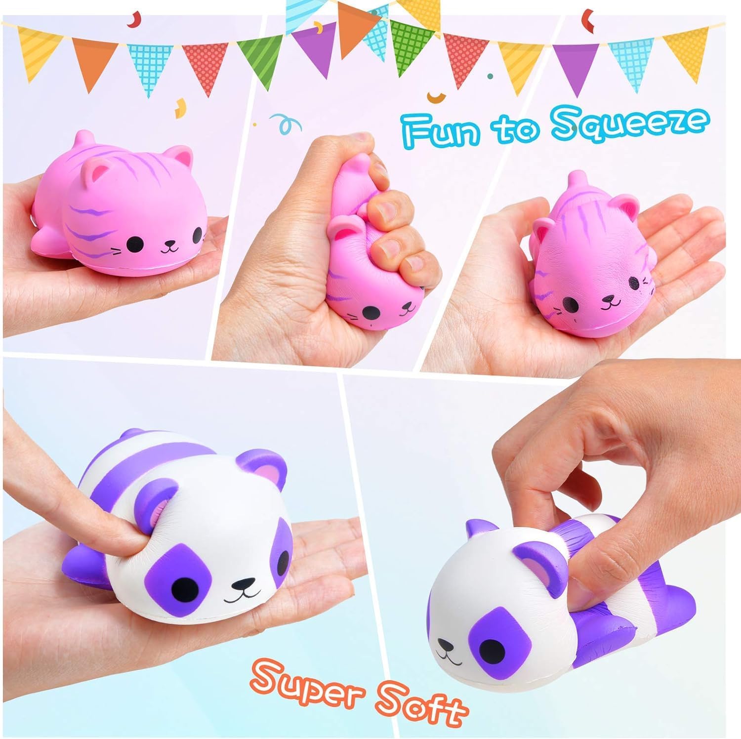 6PCS Jumbo Cat Squishies Stress Balls - Slow Rising Fidget Toys for Kids & Adults - Perfect for Classroom Prizes & Party Favors