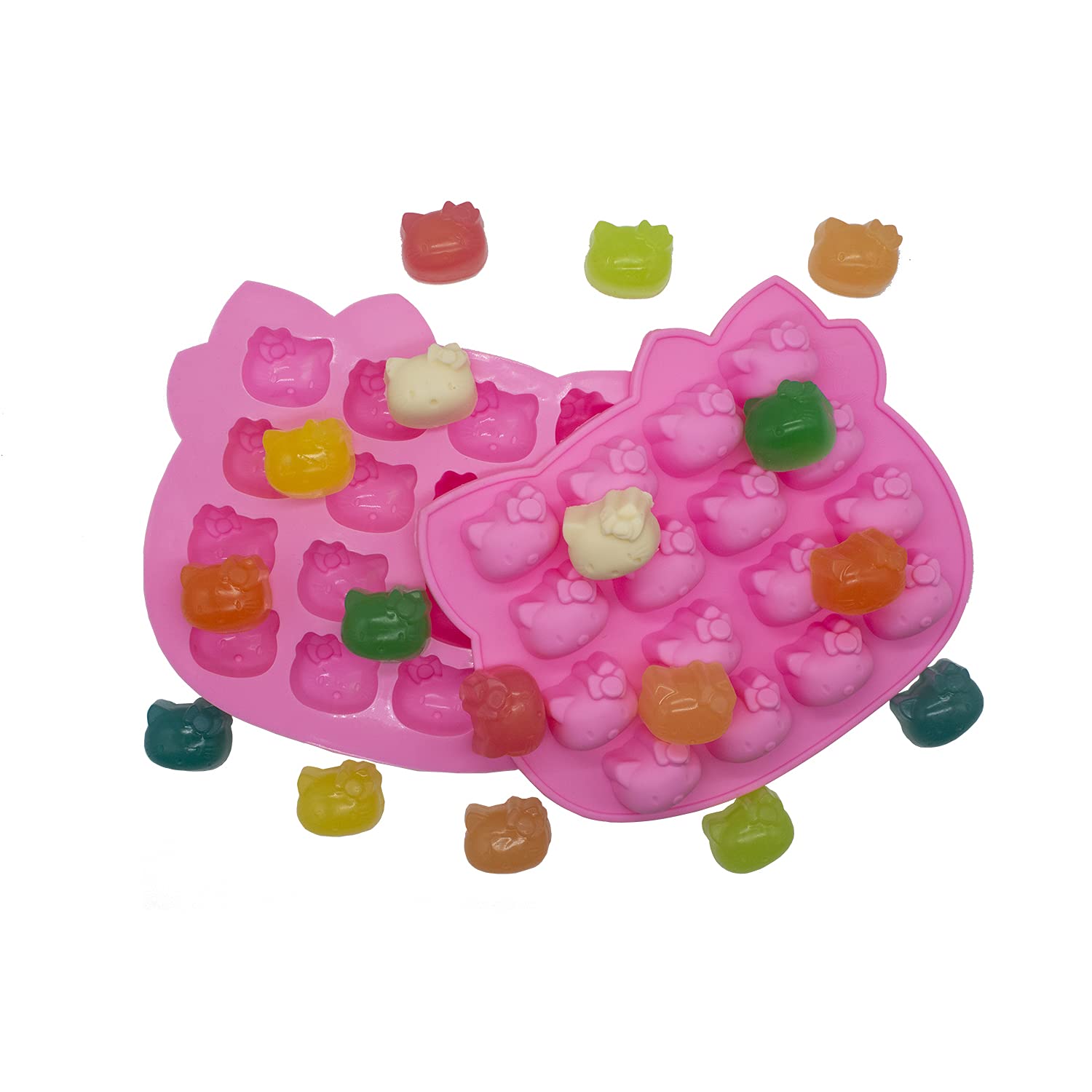 16-Cavity Silicone Hello Kitty Molds for Candy, Chocolate, Cake, Gummy, Ice & DIY Crafts - Perfect for Baking, Party Favors & Homemade Treats (2-Piece Set)