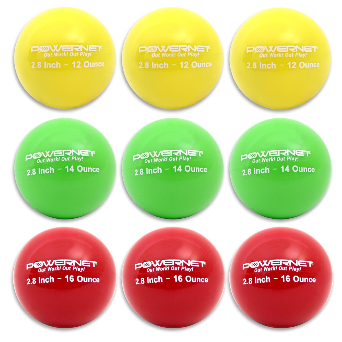 PowerNet 3.2 Weighted Baseball Training Balls - 9 Pack for Hitting & Batting Practice - Improve Swing Speed & Power for Baseball & Softball Players (Ideal for Batting Cages & Backyard Drills)