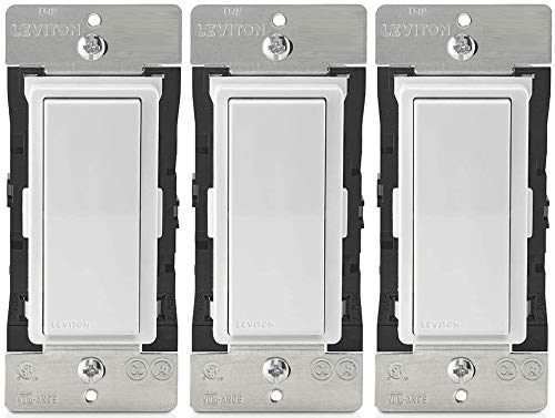 Leviton D215S-1BW Decora Smart Wi-Fi Light Switch (2nd Gen) - 3-Pack, No Hub Required, 15A, Works with Alexa & Google Home - Perfect for Smart Home Automation & Lighting Control