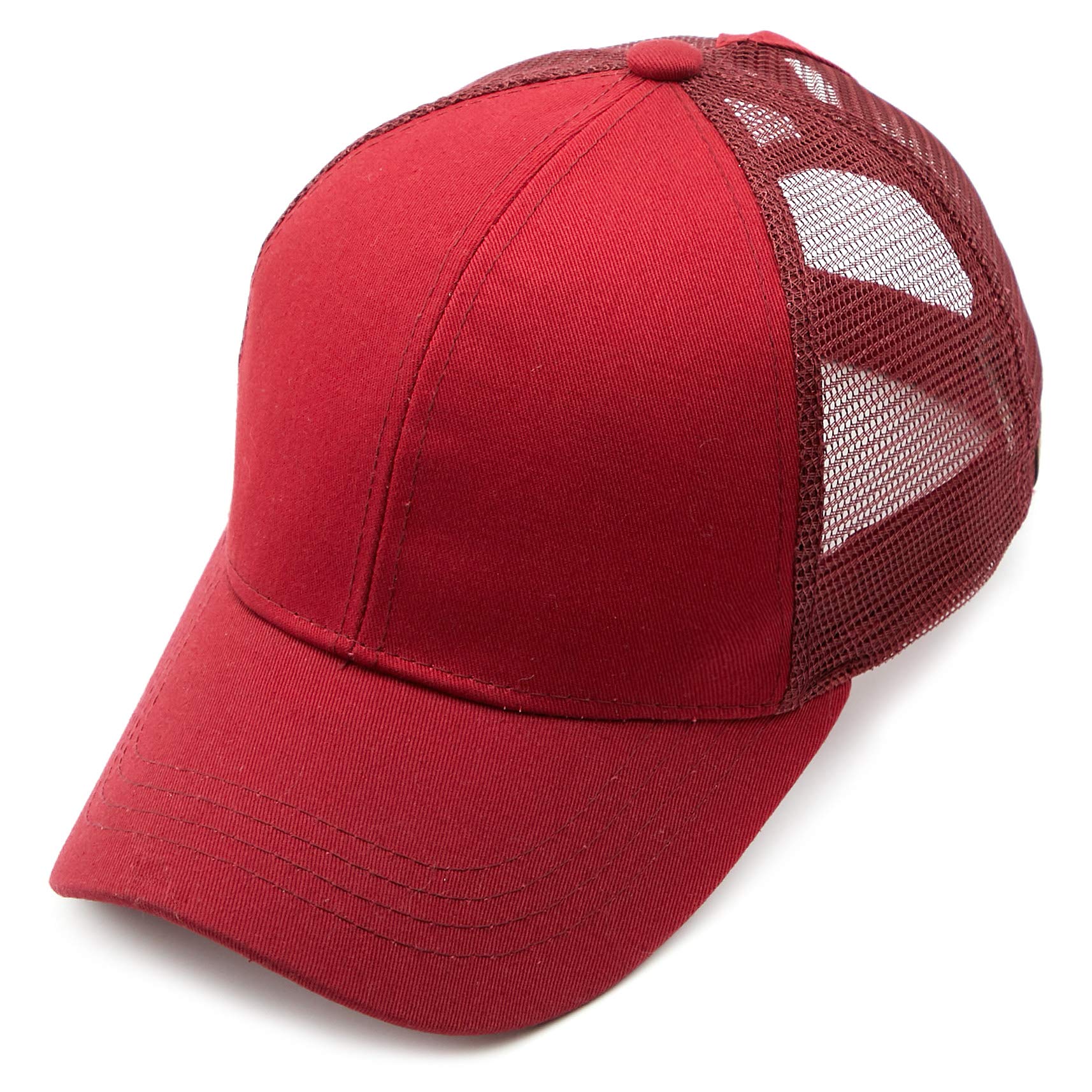 Stylish Ponytail Baseball Cap for Women - C.C Hatsandscarf Trucker Hat with Messy Bun Opening (BT-6) - Perfect for Running, Gym, and Outdoor Activities