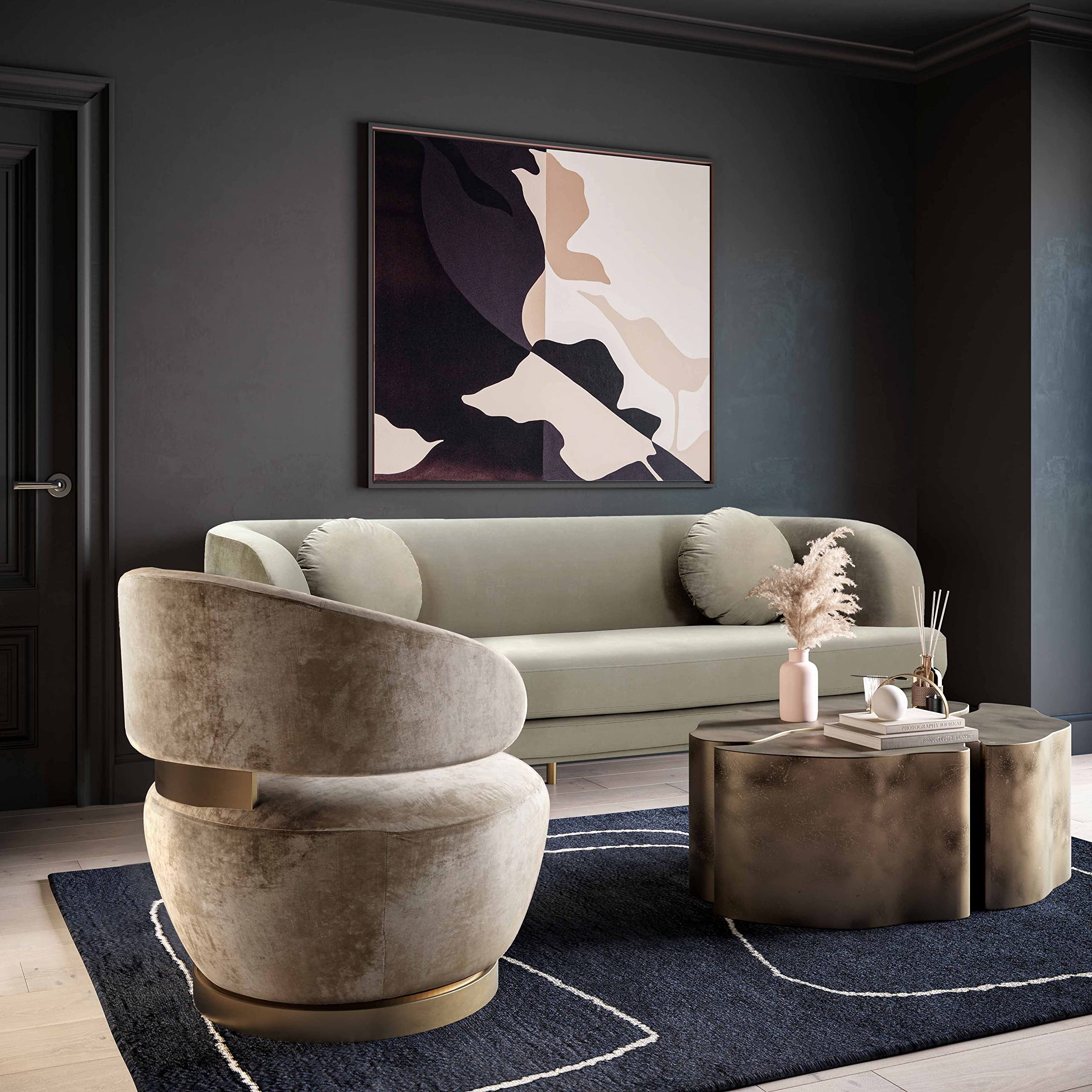 Tov Furniture Austin Upholstered Swivel Chair in Champagne - Modern Living Room Accent Chair for Home Office, Lounge & Reading Nook