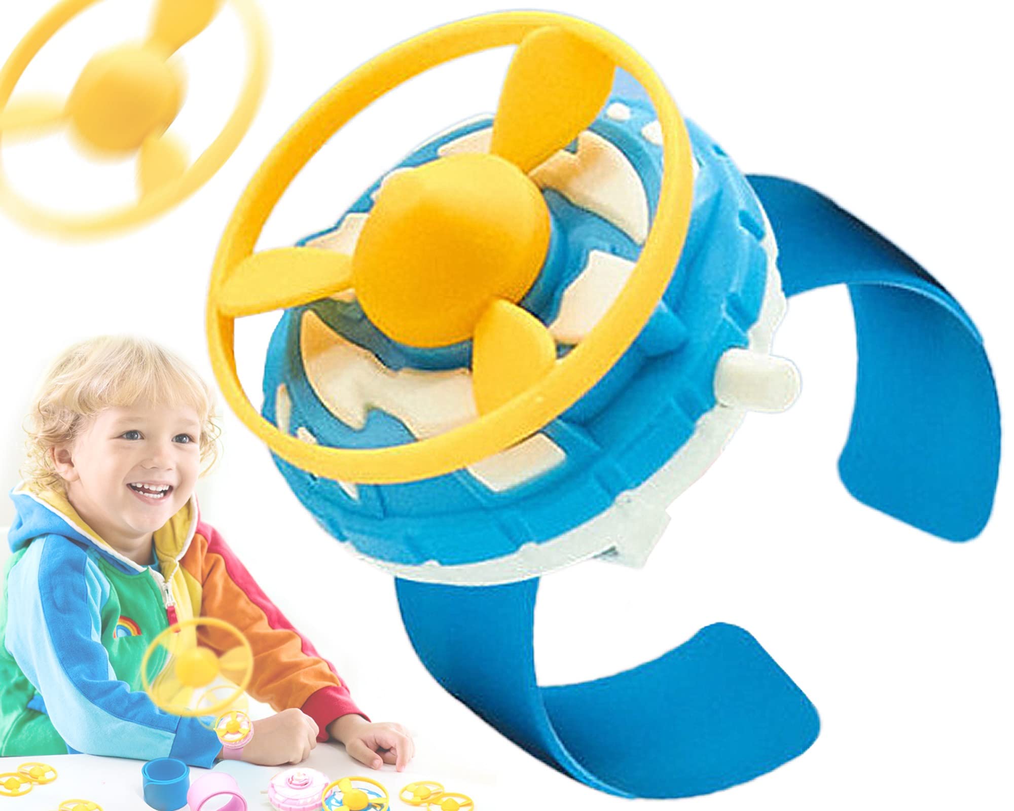**Super Saucer Launcher Set for Kids - Soft Silicone Strap, Spinning Flying Disc Toy for Ages 4-14 - Outdoor Play, Birthday Gifts, Park Fun (Blue)**