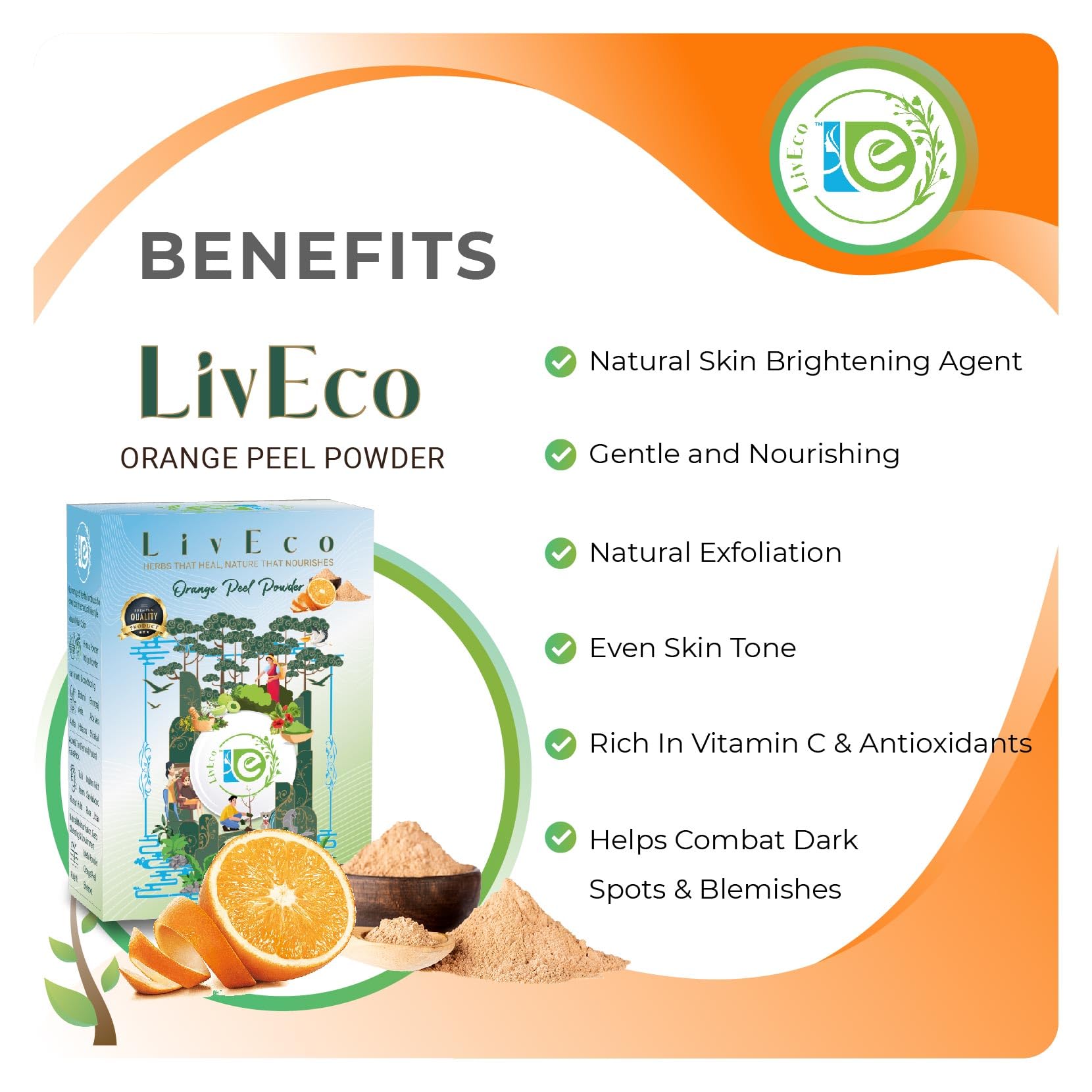 Organic Orange Peel Powder for Face Mask - Natural DIY Herbal Skin Brightening & Tan Removal Pack (150g) - Chemical-Free, Preservative-Free - Perfect for Glowing Skin & Acne Treatment at Home