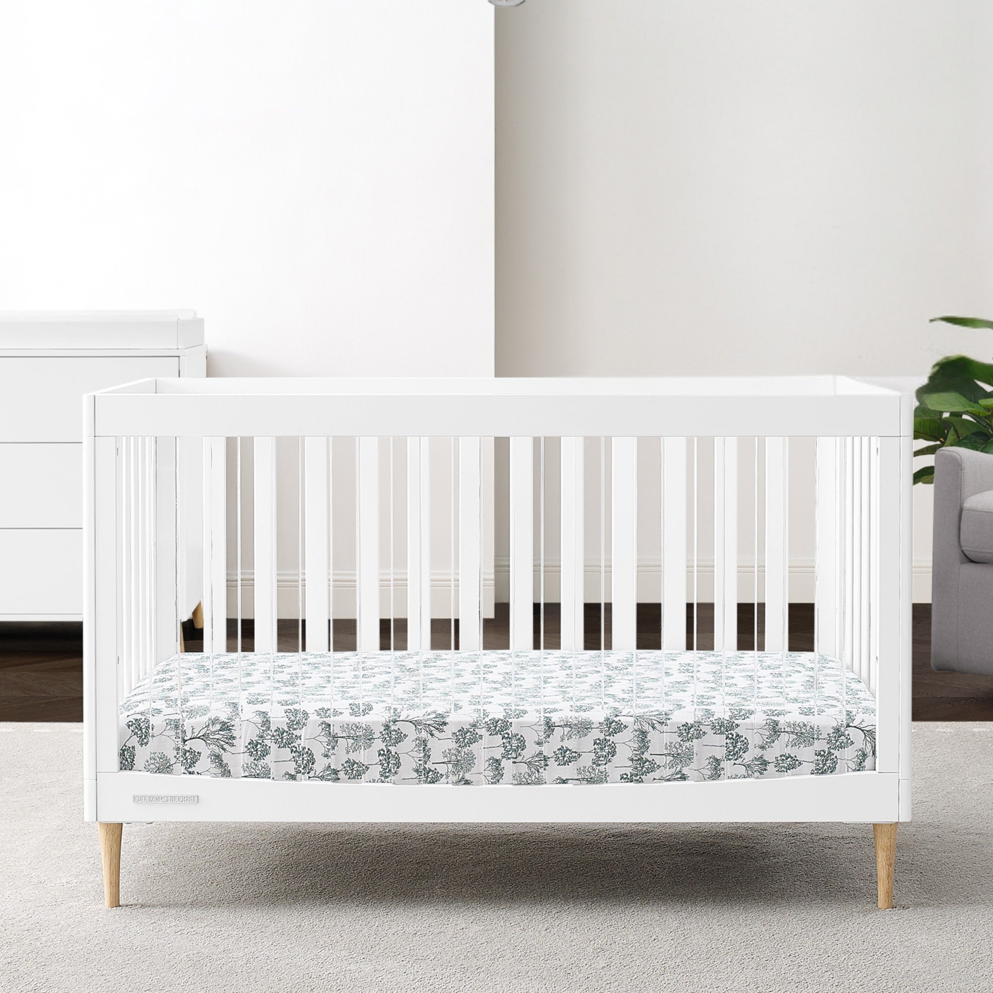 Austin Acrylic 4-in-1 Convertible Baby Crib - Toddler Bed, Daybed & Full-Size Bed | Modern Nursery Furniture for Boys & Girls | Perfect for Small Spaces & Growing Families
