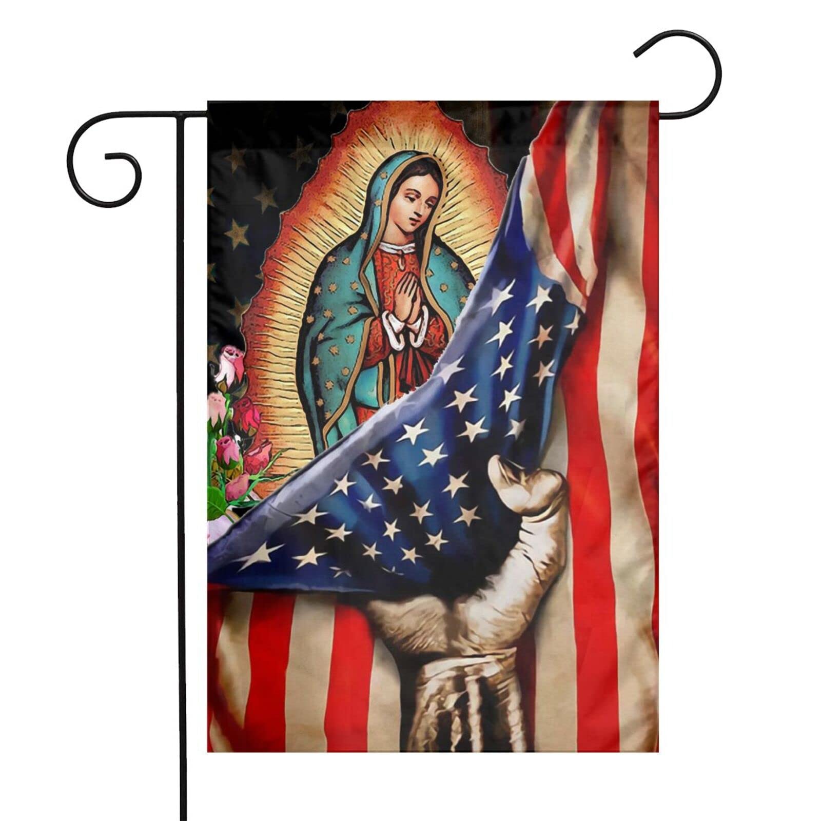 St. Patrick's Day Garden Flag 12x18 Inch - Double Sided Vertical American Flag with Virgin Mary & Lady of Guadalupe Design - Holiday Decor for Farmhouse, Yard, Porch, Outdoor & Home Decor - Perfect for Spring Celebrations & Irish-Themed Parties