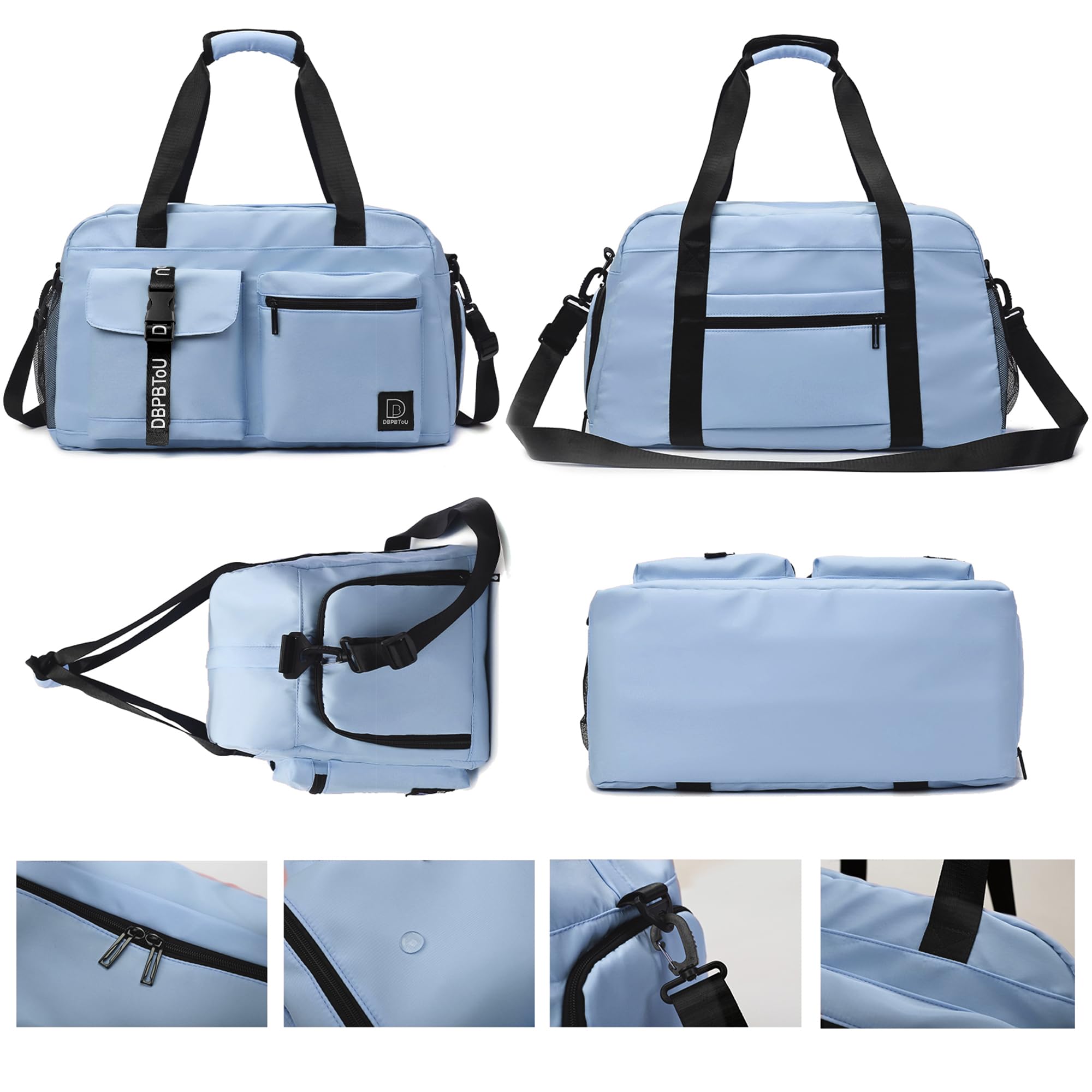 Best Duffle Bag for Women & Men - Waterproof Gym Bag for Travel, Carry On Luggage with Shoe Compartment - Perfect for Fitness, Workout, Dance & Weekend Getaways (Blue)