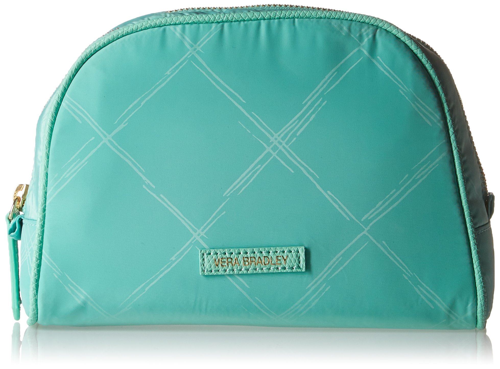 Vera Bradley Women's Medium Cosmetic Bag - Preppy Poly Mint Makeup Pouch for Travel, Gym & Everyday Use