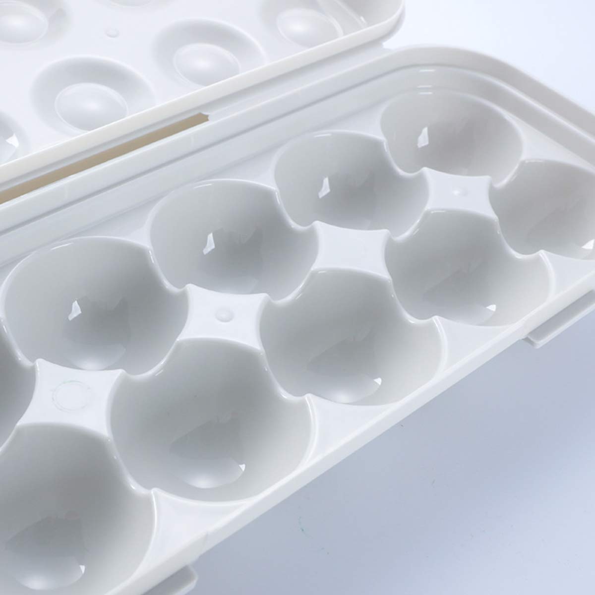 SHIDHMI 12-Compartment Refrigerator Egg Holder - Plastic Egg Storage Container with Lid for Kitchen, Fridge - Light Cream Pink | Perfect for Organizing Eggs, Deviled Eggs & Snacks in Refrigerator