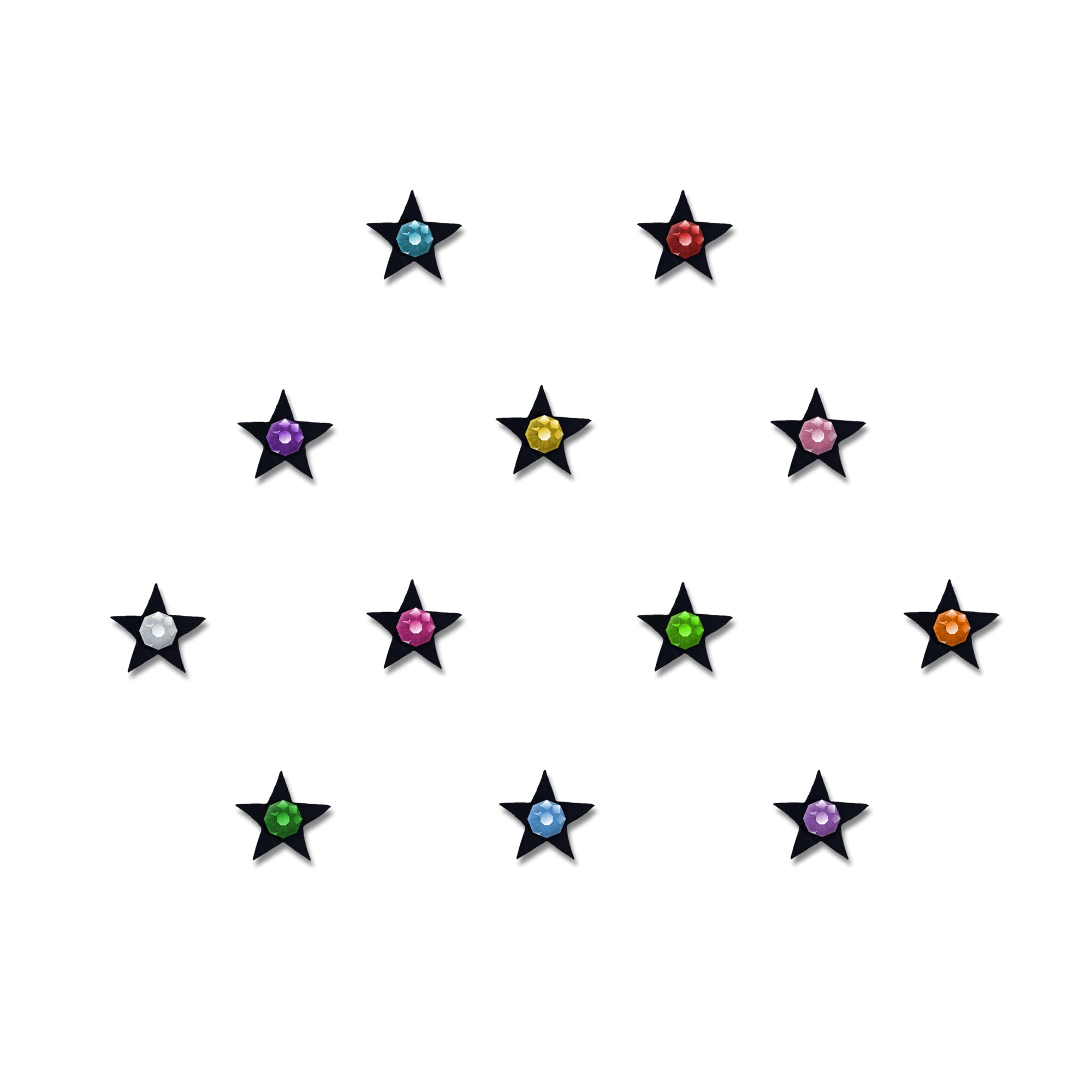 Comet Busters Cute Black Floral Baby Bindis with Colorful Stones - 6mm Kids Face Decoration Stickers (BB055) for Parties, Festivals & Costume Makeup