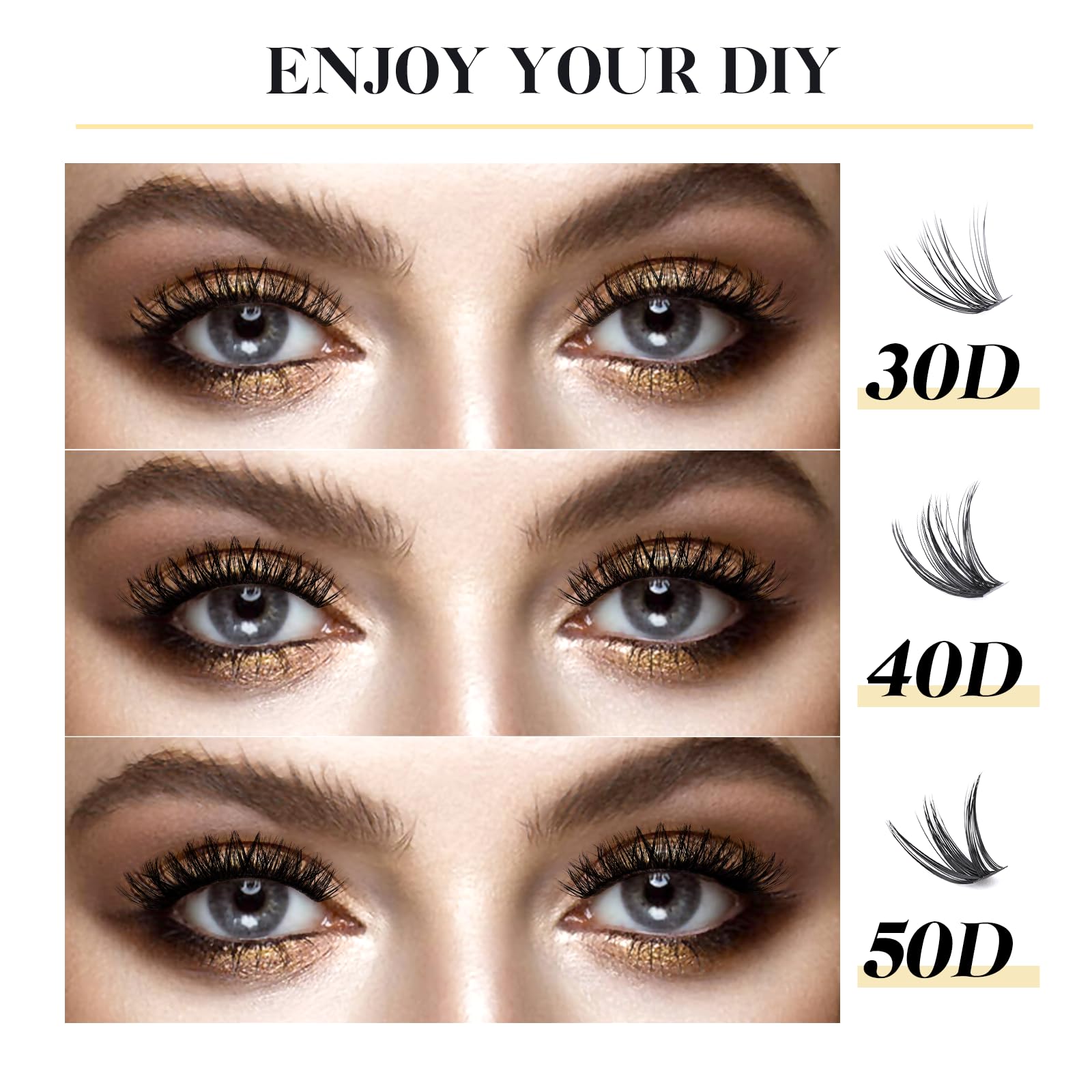 LANKIZ Professional Eyelash Extension Kit - 320pcs Mixed 30D/40D/50D Cluster Lashes with Bond & Seal Glue - DIY Individual False Lashes Kit for Beginners - Perfect for Home Salon, Party Makeup & Special Occasions