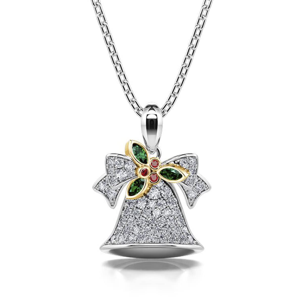 Jeulia Sterling Silver Christmas Tree Deer Pendant Necklace with CZ Crystal & Emerald Green Charm – Elegant Holiday Jewelry Gift for Women, Mom, and Girls | Perfect for Christmas Parties, Family Gatherings, and Festive Celebrations