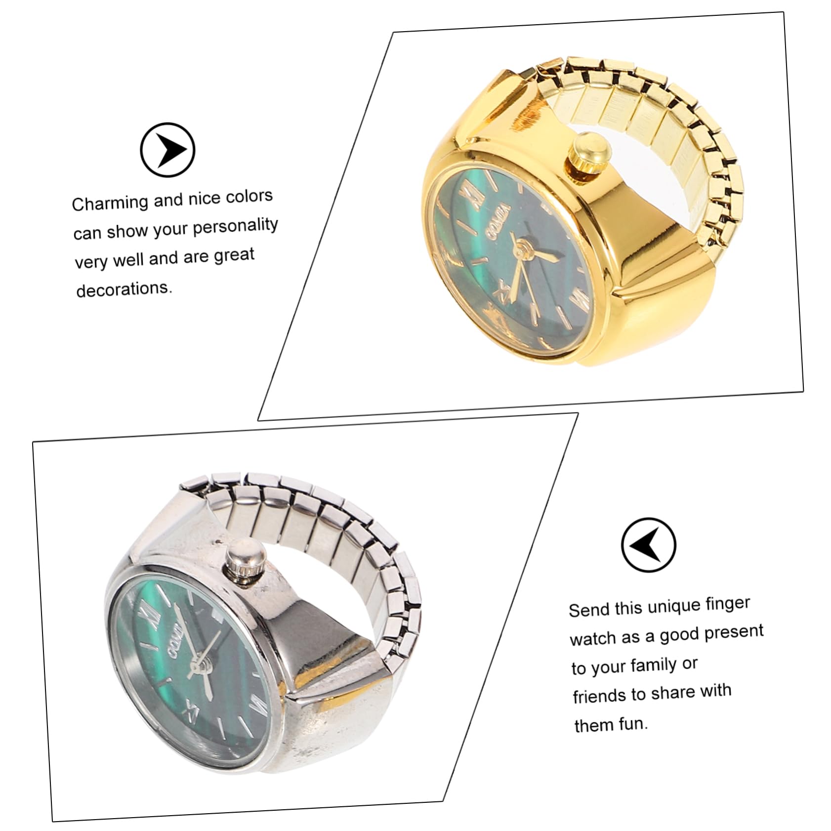 3 Pcs Mini Ring Watch - Stylish Digital Finger Watch for Men & Women - Stainless Steel Fashion Rings with Glass Display - Perfect for Graduation Gifts, Casual Wear & Unique Accessories