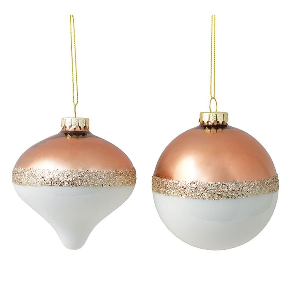 Burton and Burton 9733070 4-Inch Rose Gold & White Christmas Ornament - Elegant Multicolor Holiday Decor for Tree, Gift, Party & Home Decoration