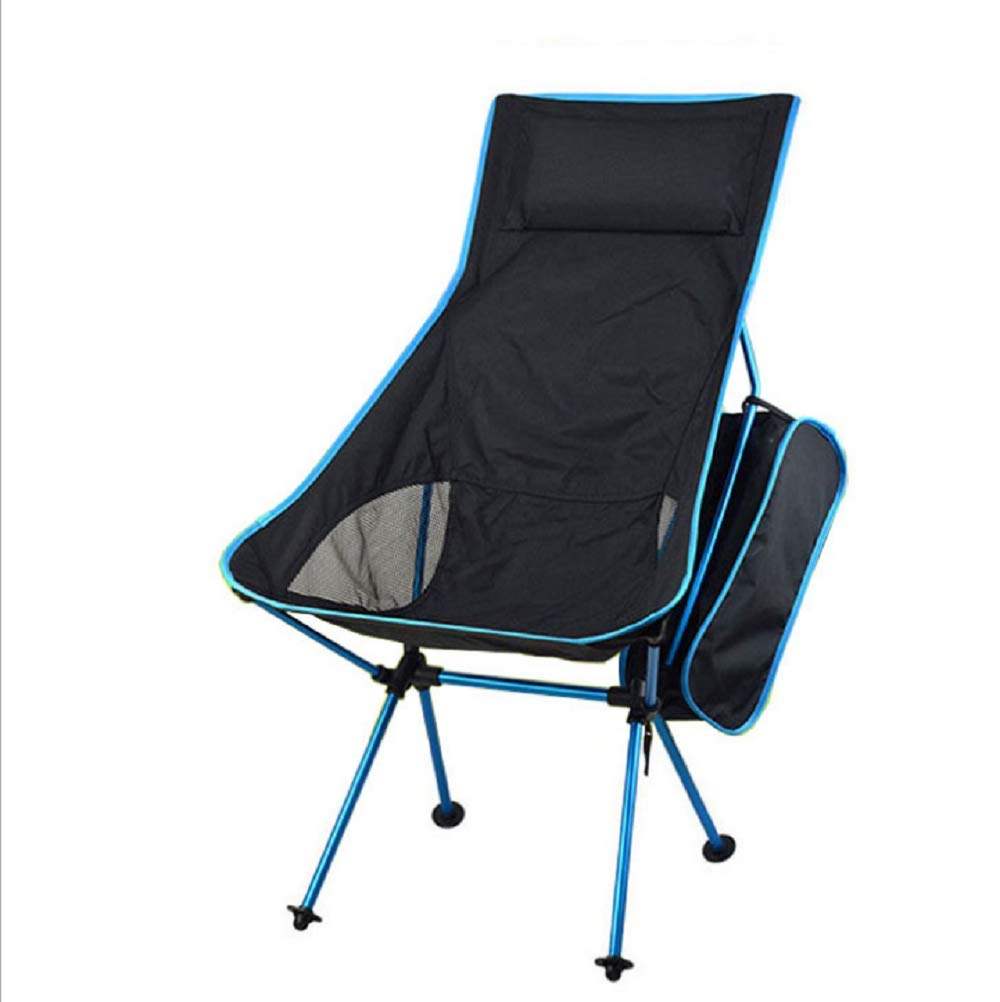 WintMing Heavy Duty Portable Folding Camping Chair with Storage Bag & Headrest - Lightweight Outdoor Seat for Hiking, BBQ, Picnic, Travel & Beach (Blue, 50x70x100cm) - Perfect for Backyard, Camping & Outdoor Adventures