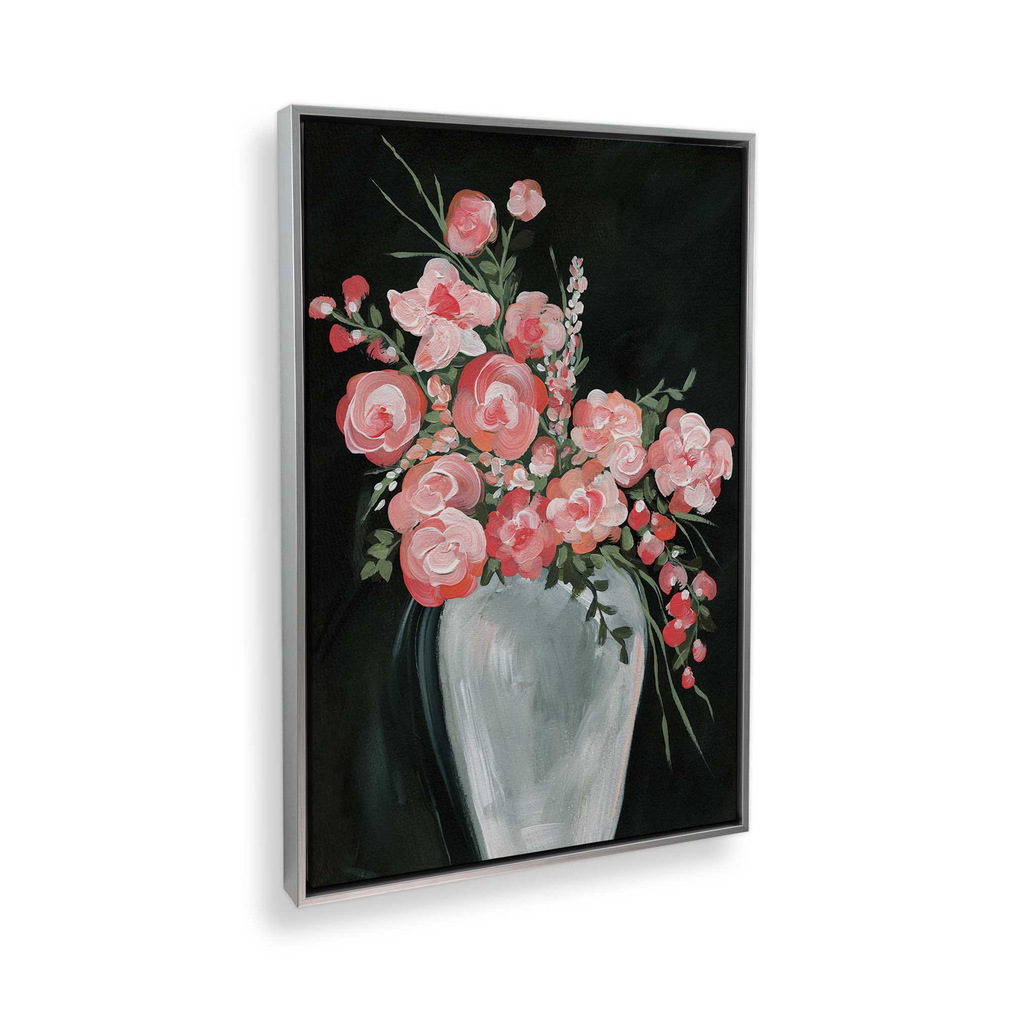 Delicate Coral Blossoms II Canvas Wall Art Print - Tropical Floral Home Decor for Living Room, Bedroom & Office