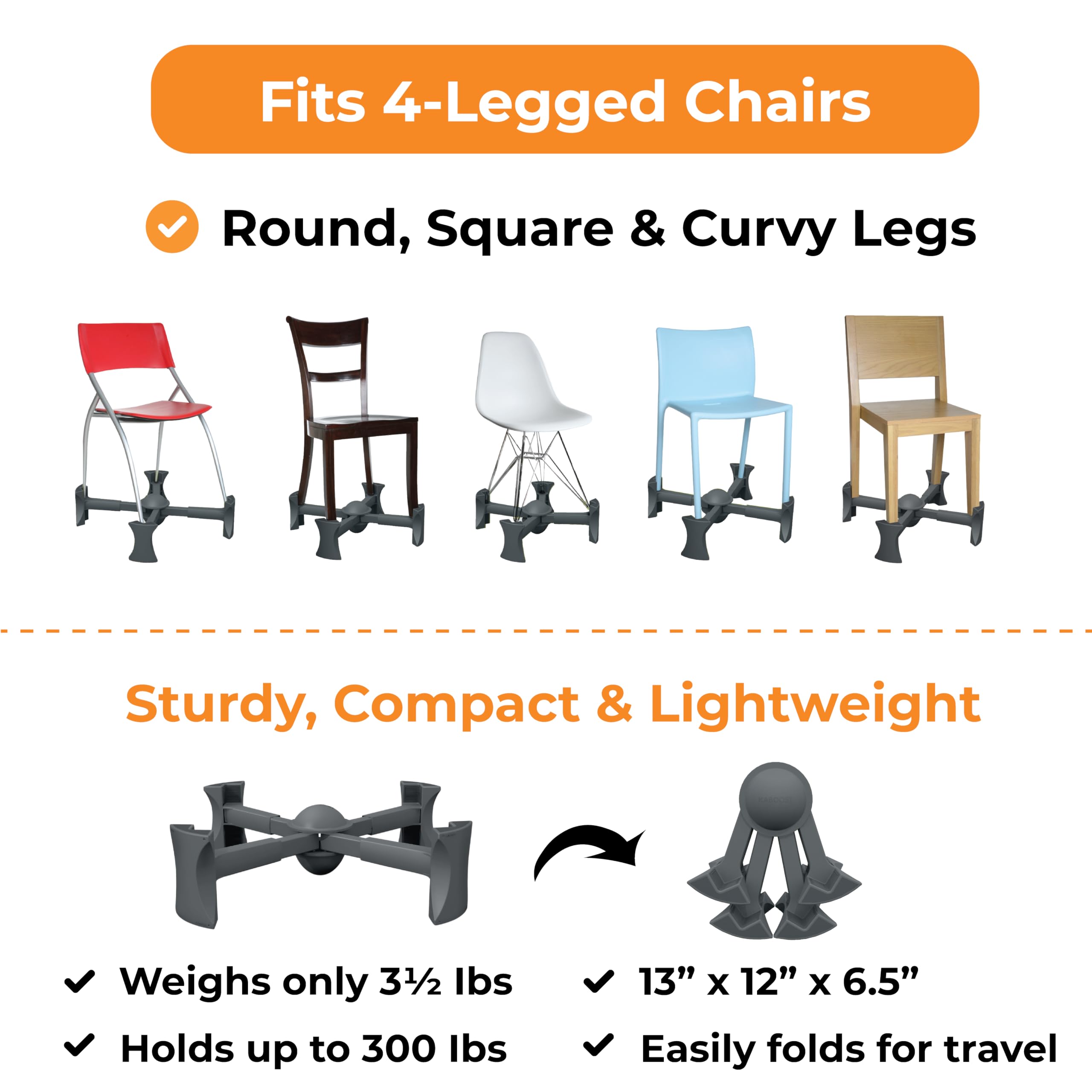 KABOOST Portable Chair Booster Seat for Toddlers & Adults - Adjustable Dining Table Height Booster for Kids, Under Chair Design, Lightweight & Travel-Friendly - Perfect for Restaurants, Home, Travel & Outdoor Dining