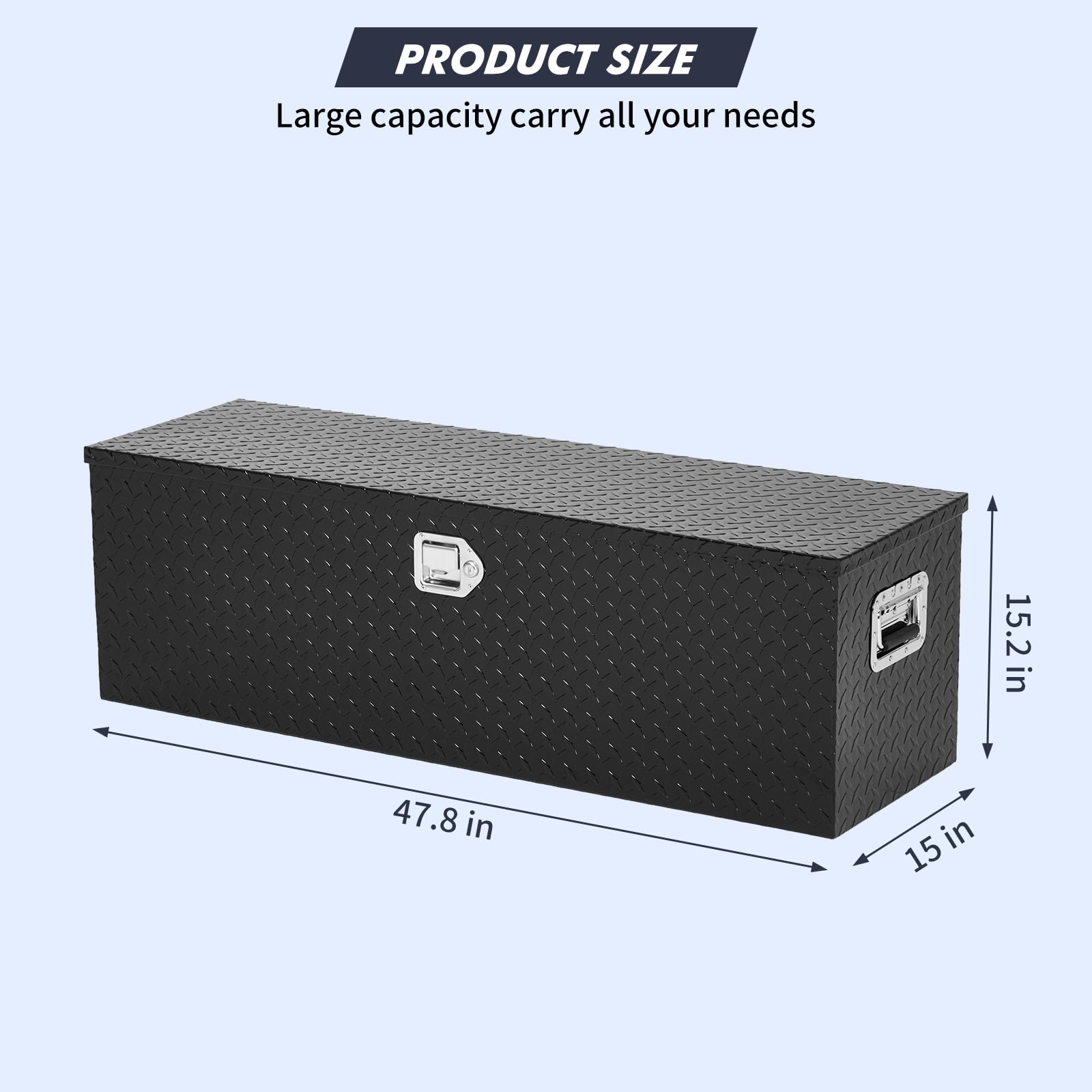 Garvee 48 Inch Aluminum Truck Tool Box with Sliding Shelf - Diamond Plate Tool Storage Box for Pickup, Trailer & Work Trucks | Lockable Side Handle & 2 Keys Included | Heavy Duty Organization for Construction, Landscaping & Roadside Emergencies