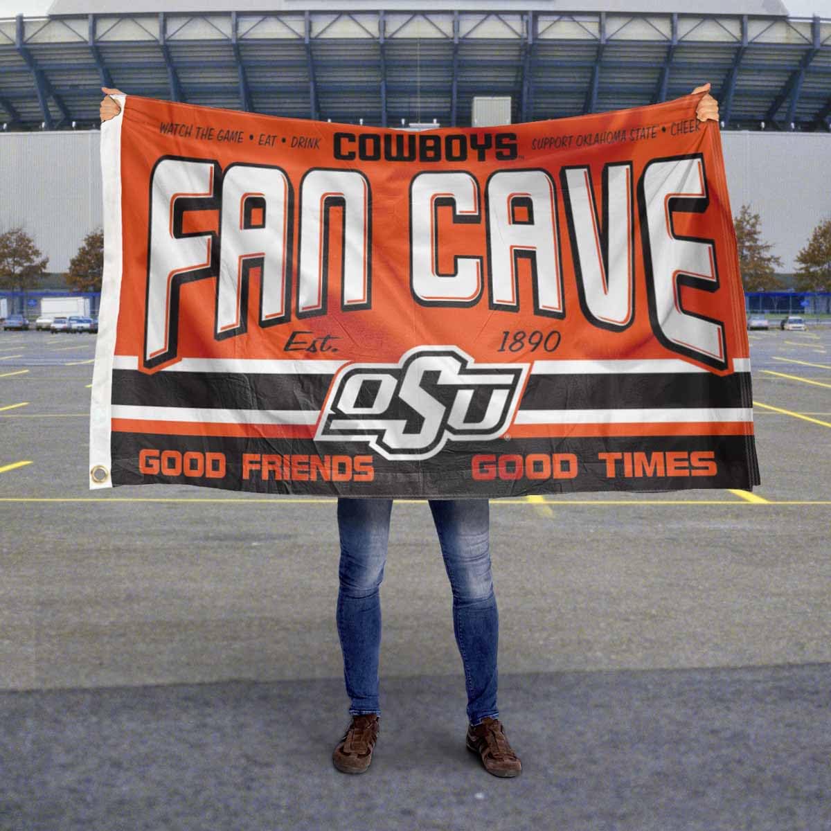 Oklahoma State Cowboys Fan Man Cave Banner Flag - College Football Decor for Game Room, Tailgate Party & Sports Bar | OSU Cowboys Team Spirit Wall Hanging