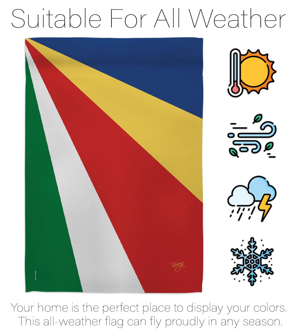 Seychelles National Flag Set 28x40in with Pole for Home & Garden Decor