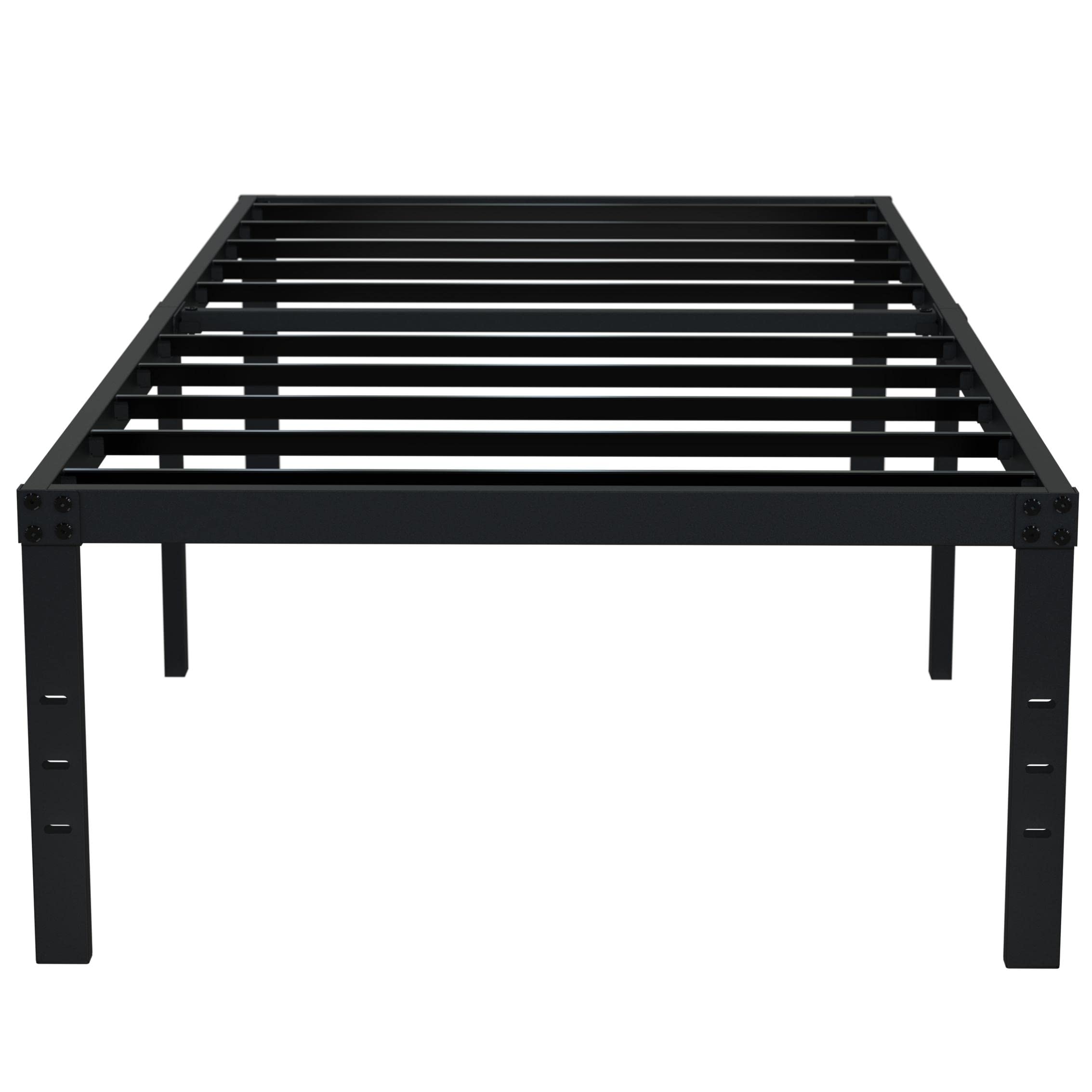 EMODA 18 Inch Twin XL Bed Frame - Heavy Duty Metal Platform with Tall Storage Space, No Box Spring Needed, Noise Free & Easy Assembly, Black - Perfect for Dorms, Small Bedrooms & Guest Rooms