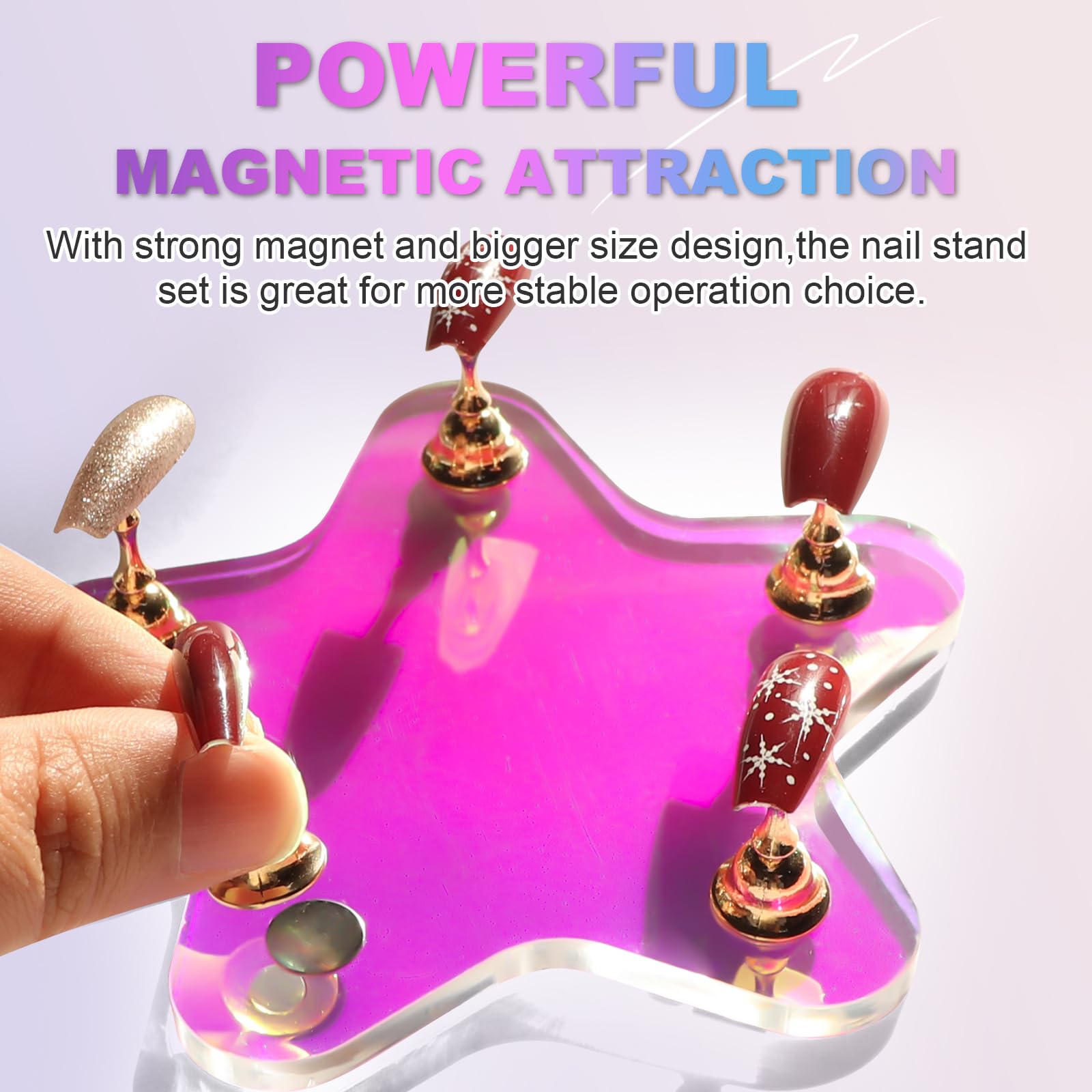 Press On Nail Stand with Palette & Brush Holder - Reusable Sticky Putty for Nail Art & Painting - Perfect for DIY Manicures, Salon Professionals & Nail Tech Must Haves (Great for Home Use, Travel & Professional Nail Studios)