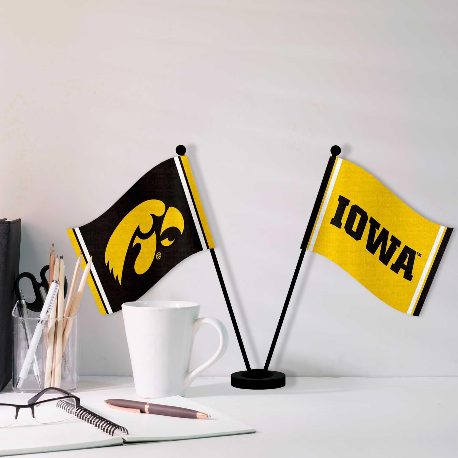 WinCraft Iowa Hawkeyes Desk & Tabletop Flags - Perfect for Game Day, Office Decor, and Tailgating Parties