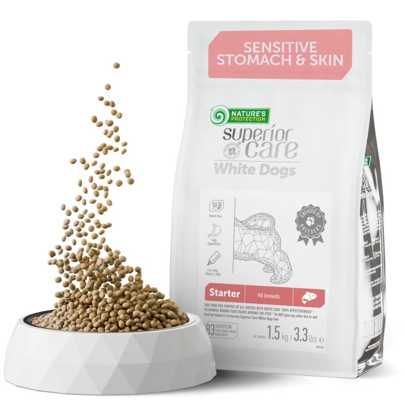Premium Puppy Food for Light Coat Dogs (Up to 4 Months) - Salmon Recipe for All Breeds - Ideal for Growing Puppies & Coat Maintenance