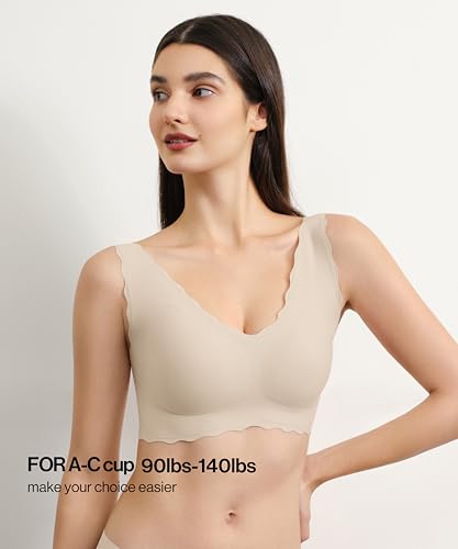 Wireless Deep V Bras for Women - Comfortable No Underwire Bras - Perfect for Yoga, Workouts & Everyday Wear