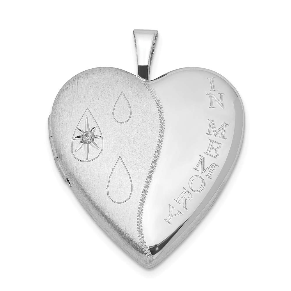 Sterling Silver Rhodium-Plated Heart Locket with Diamond Accents - Elegant Memorial Jewelry for Loved Ones, Perfect for Anniversaries, Valentine's Day & Special Occasions