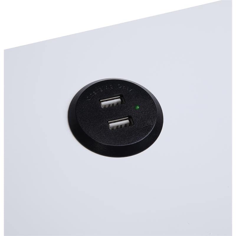 Acme Fierce Wooden Side Table with USB Charging Port - Modern Nightstand in White & Black - Perfect for Bedroom, Living Room & Office Use