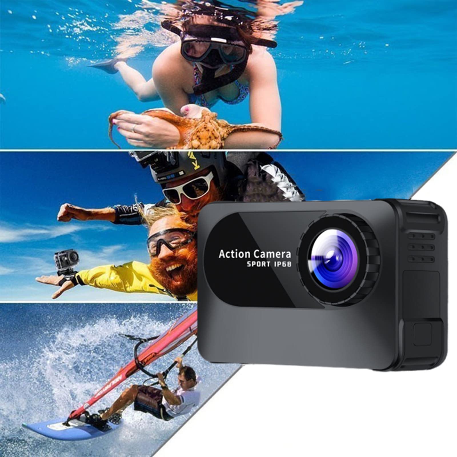 Lanhui 4K WiFi Action Camera - 2.0 Inch LCD Screen Waterproof Sports Camera with Underwater Housing - Perfect for Diving, Surfing, Skiing & Outdoor Adventures