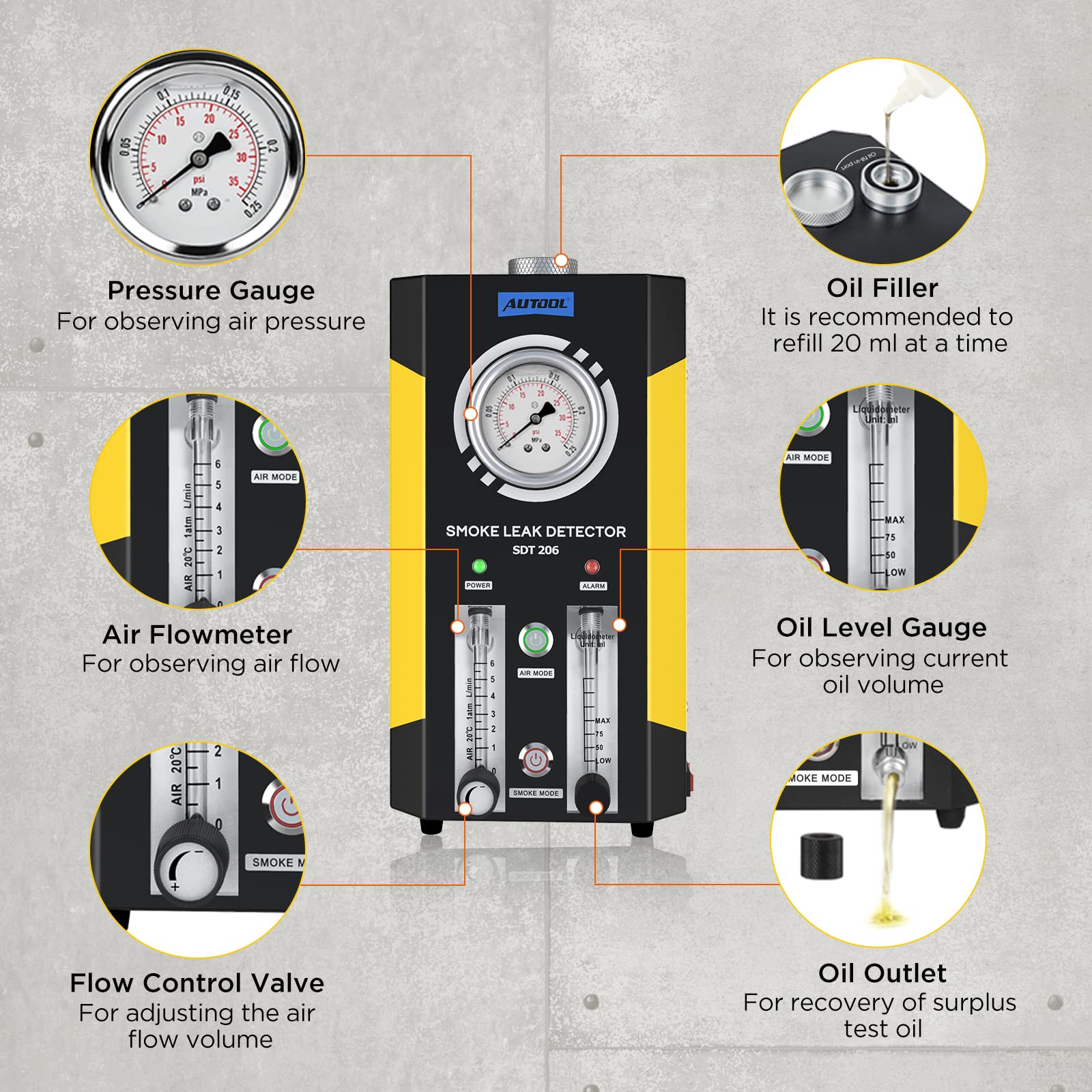 AUTOOL Dual Mode Automotive EVAP Smoke Leak Detector Tester Machine - Professional Diagnostic Tool for Car AC System & Fuel Tank Leak Detection