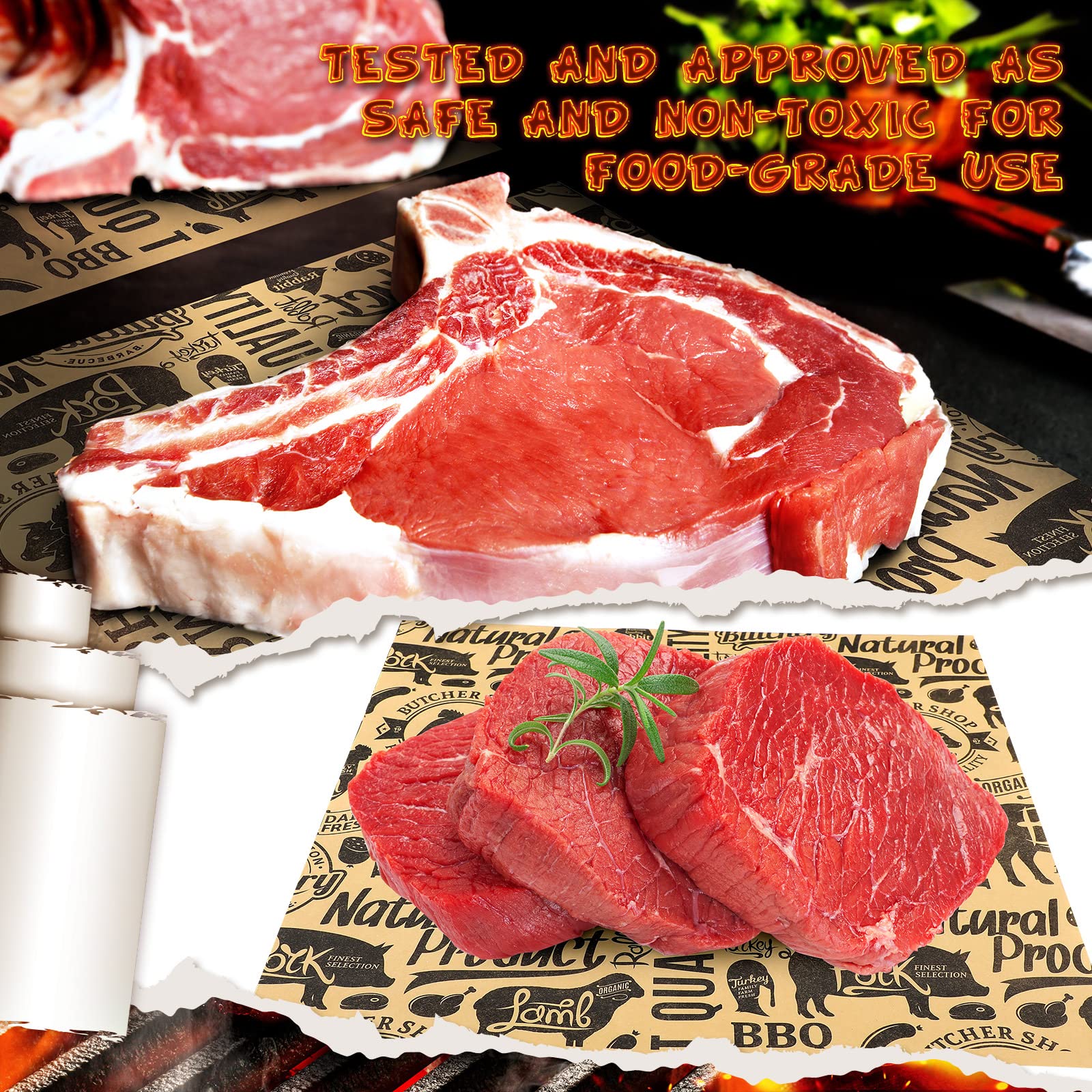 200-Piece Unbleached Uncoated Unwaxed Butcher Paper Squares - 12x12 Inch Precut Butcher Paper for Smoking, Grilling, BBQ & Food Wrapping - Ideal for Meat Smoking, Grill Cooking & Food Presentation