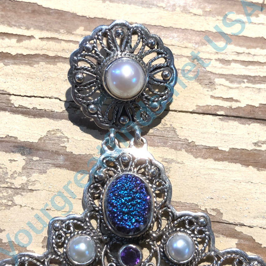 925 Sterling Silver Multi-Gemstone Holy Cross Pendant Necklace - Perfect for Religious Gifts, Baptism, First Communion & Everyday Faith Jewelry