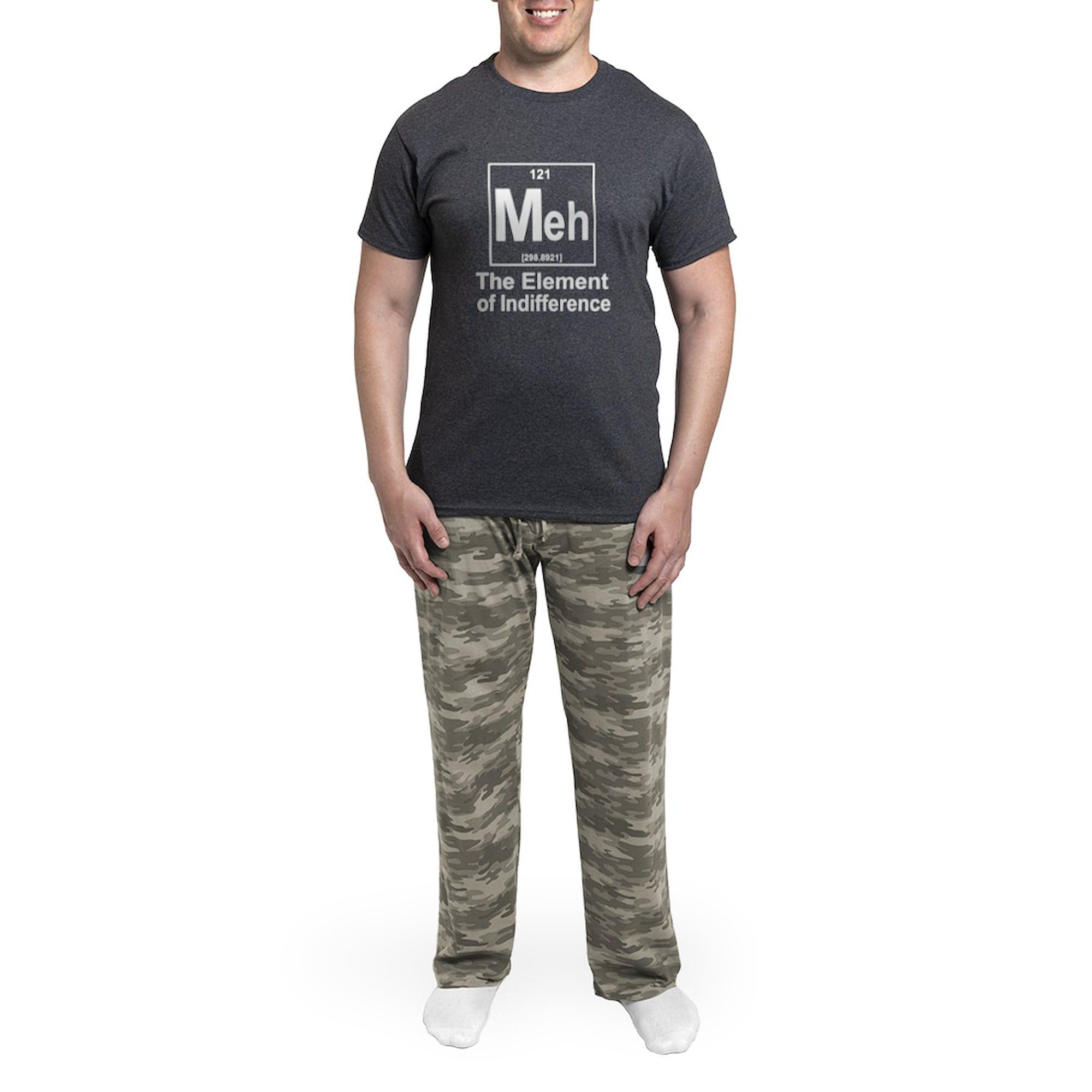 Element Meh Men's Charcoal Pajama Set - Funny Novelty Sleepwear for Men - Perfect for Lounge Wear, Sleepovers & Gifts