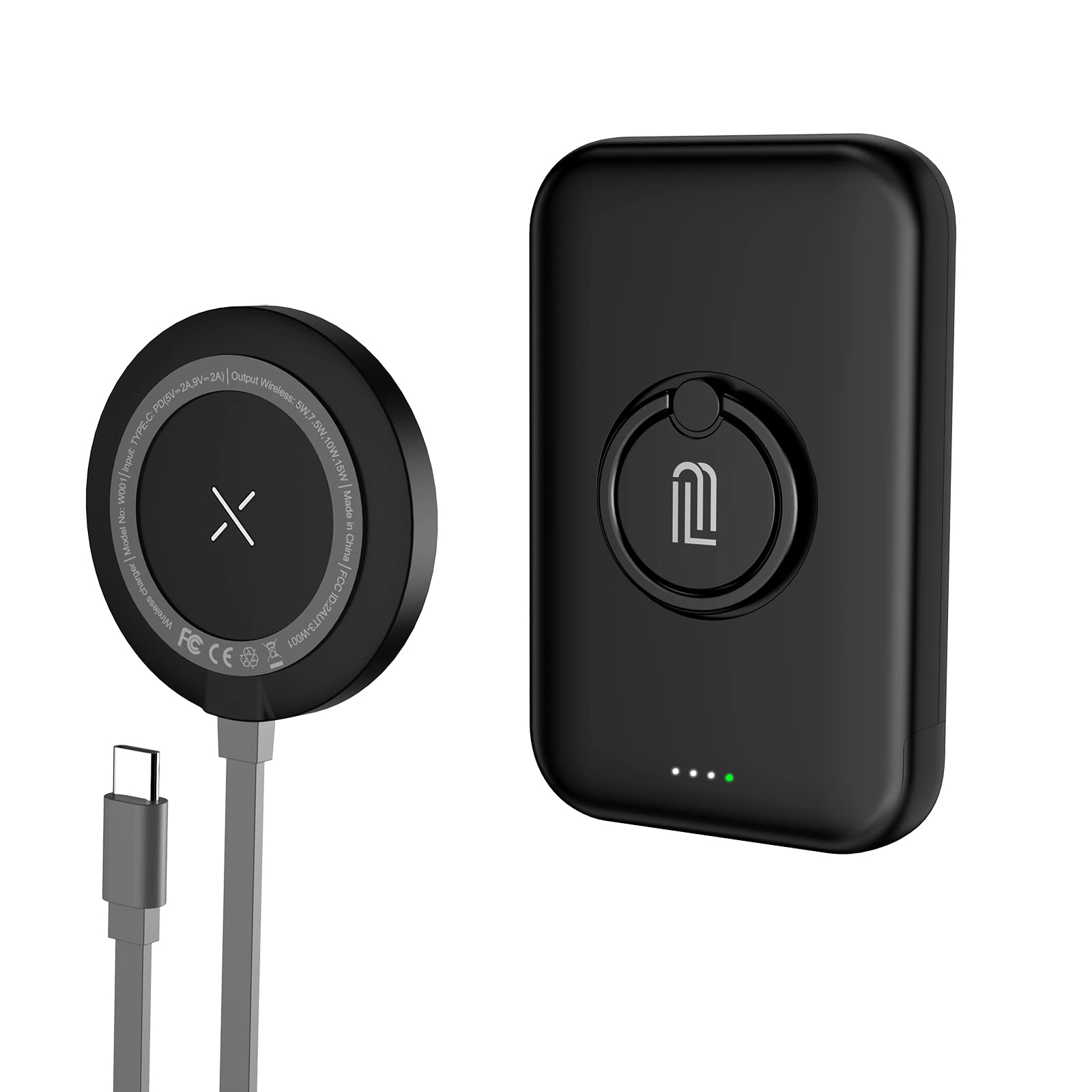 MagLoop Wireless Portable Charger 10000mAh with Qi Wireless Charging Pad - Fast Charging Power Bank for iPhone, Samsung, AirPods - Perfect for Travel, Office, and Home Use