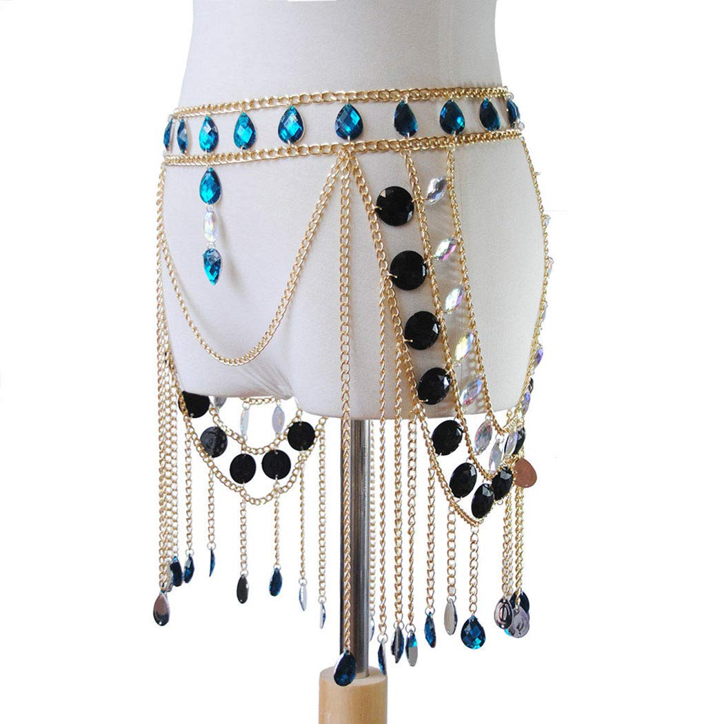 Sparkling Rhinestone Body Chains for Women - Sexy Belly Waist Skirt Jewelry for Festival, Party & Beach Wear - Elegant Body Accessories for Night Out, Bachelorette & Special Occasions