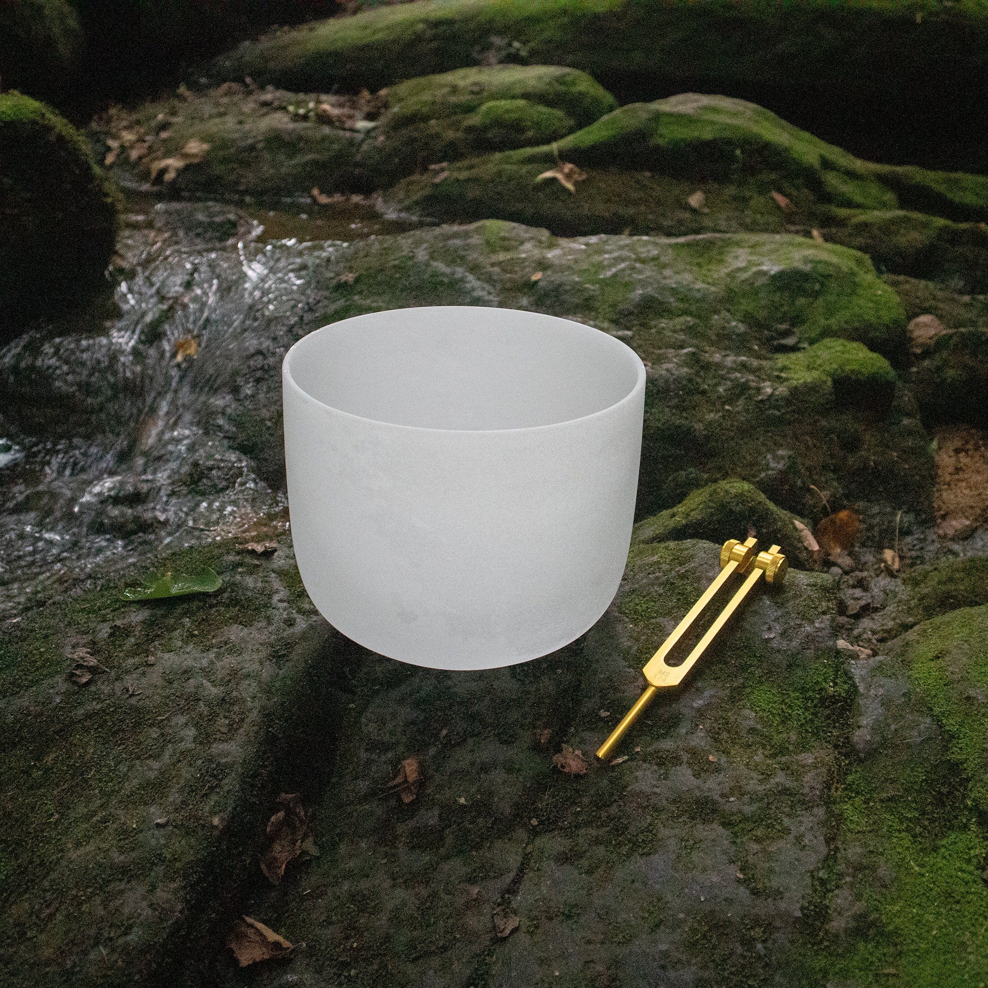 174Hz Solfeggio Tuning Fork & Heart Chakra Crystal Singing Bowl Set - F Note Vibration Therapy Kit with Padded Case, Suede Mallet & O Ring for Meditation, Sound Healing & Energy Balancing