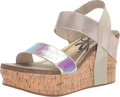 OTBT Women's Bushnell Wedge Sandals - Iridescent Shimmer Summer Sandals - Size 7.5 M US - Comfortable Beach Wedding Vacation Shoes for Women