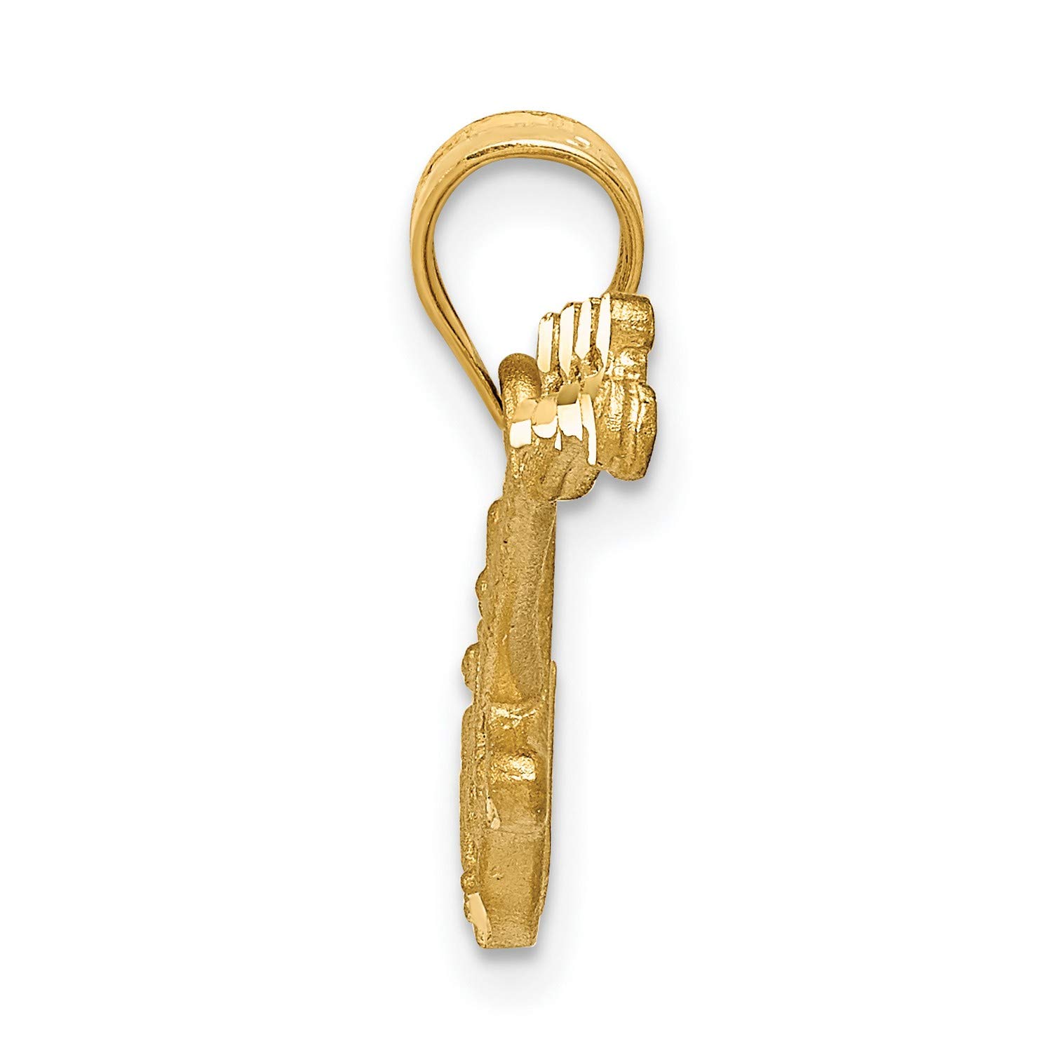 14K Solid Yellow Gold Satin Guitar Pendant Necklace - 20mm x 25mm - Perfect for Musicians, Music Lovers & Unique Gift Ideas