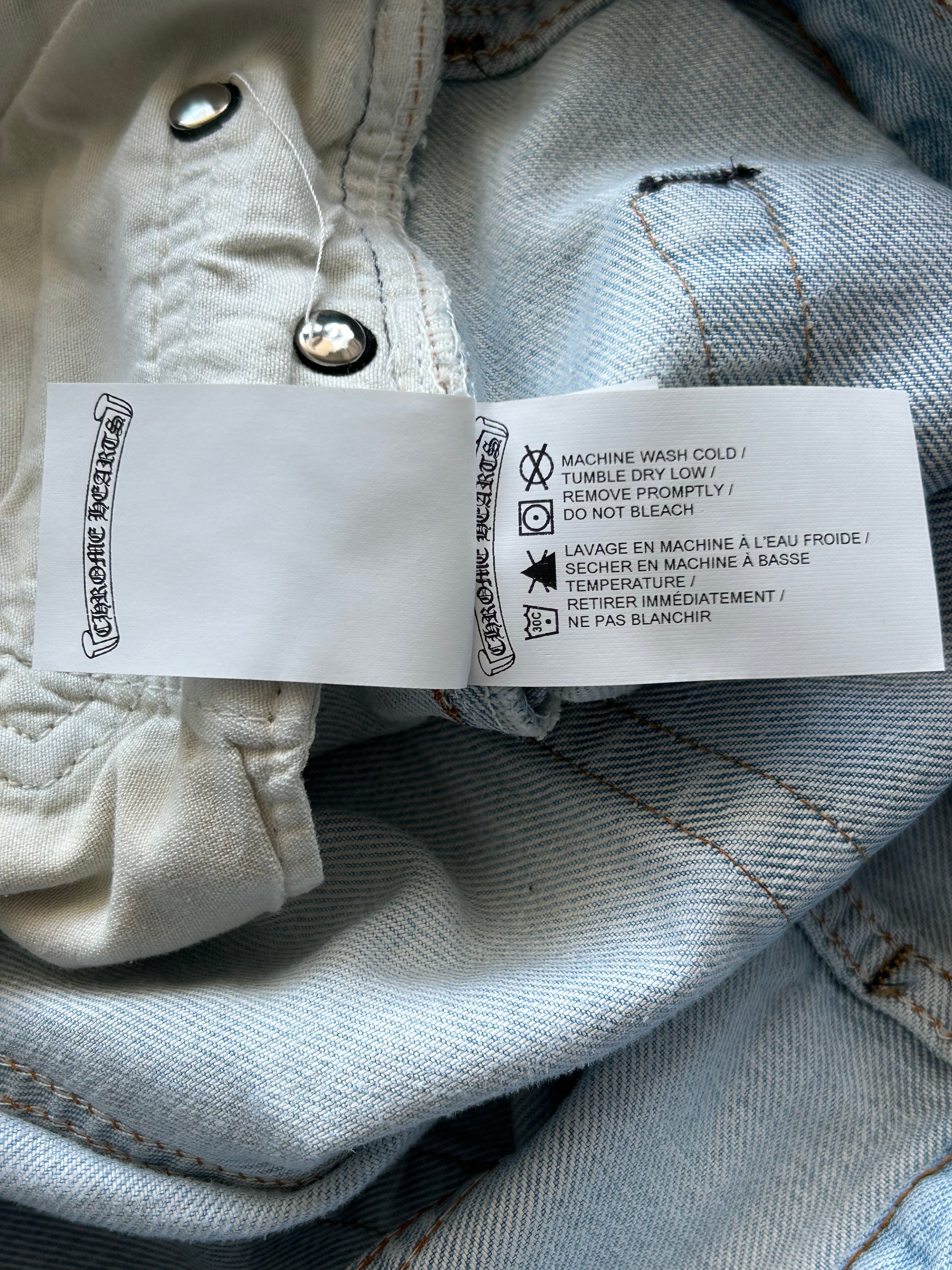 Chrome Hearts x Levi's Distressed Blue Jeans for Men - Vintage Denim Pants with Ripped Details - Perfect for Casual Wear and Street Style Outfits