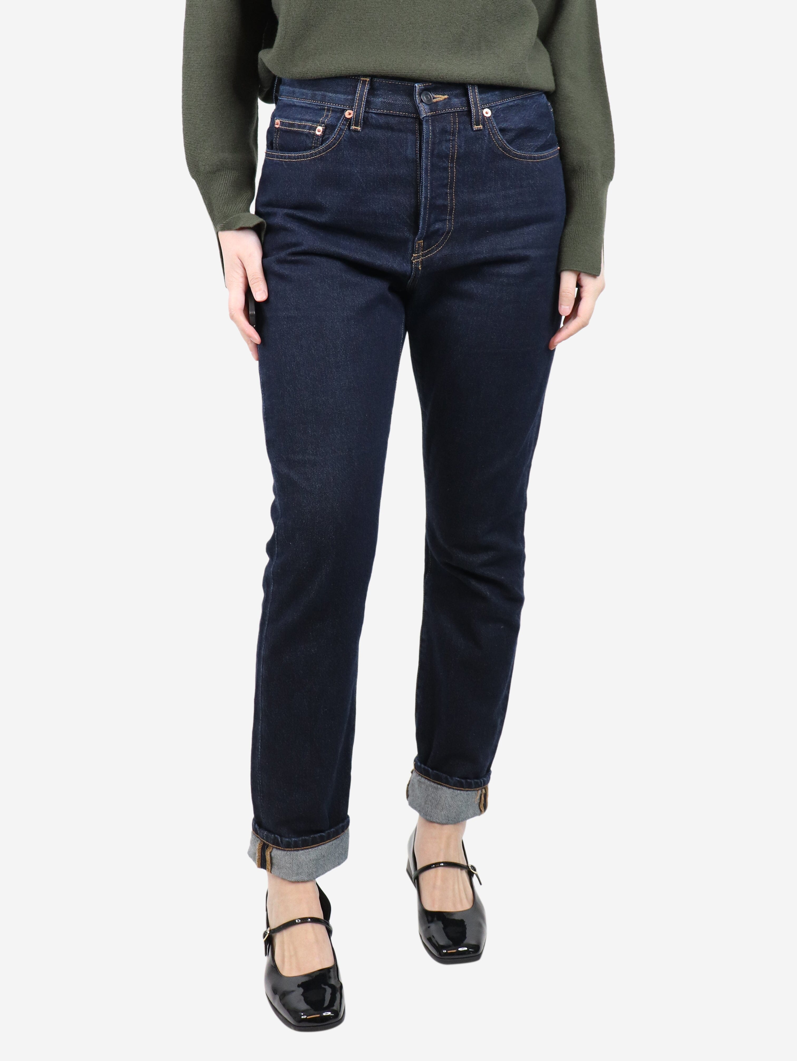 Dark Blue High Rise Jeans for Women - UK Size 10 | Slim Fit Stretch Denim Pants | Perfect for Casual Wear, Office & Night Out