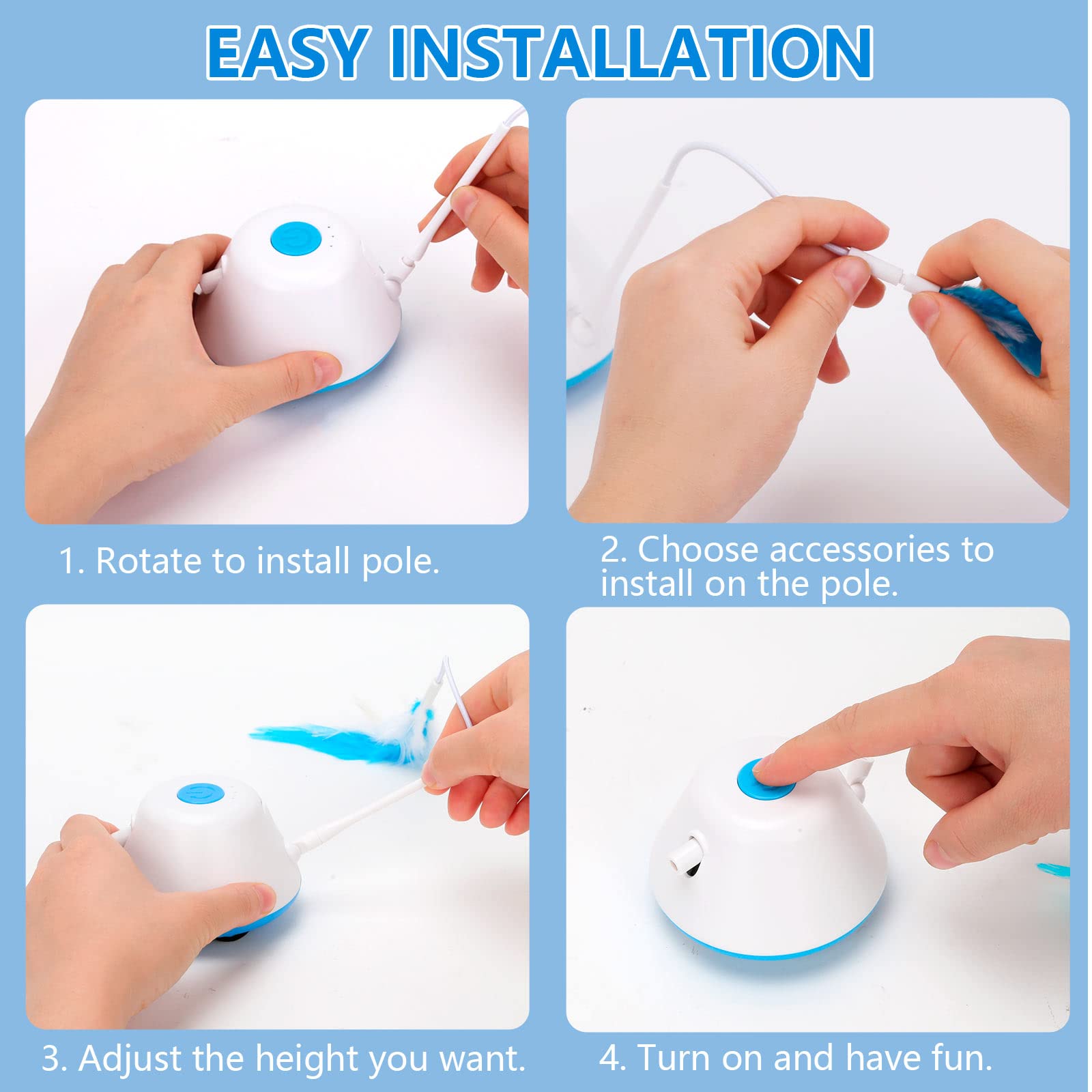 Interactive Cat Toy with LED & Feathers - Automatic Moving Kitten Toy with 3 Modes - Best Electric Robotic Cat Toy for Indoor Cats - Perfect for Playtime, Exercise & Boredom Relief