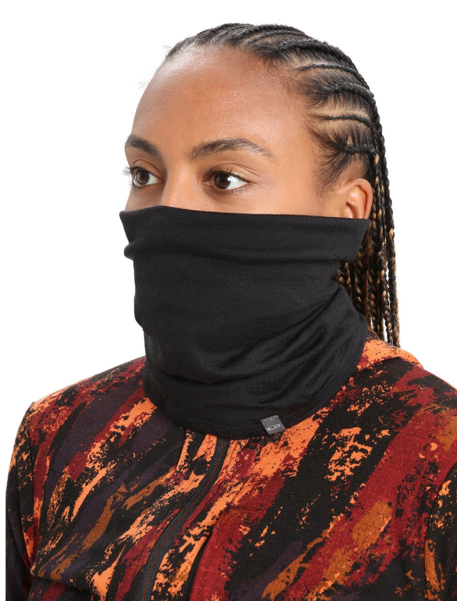 Icebreaker Adult Flexi Chute Neck Warmer - Black | Merino Wool Thermal Neck Gaiter for Men & Women | Perfect for Skiing, Hiking & Winter Outdoor Activities
